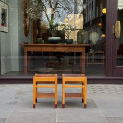 A Pair of Teak and Oak Side Tables