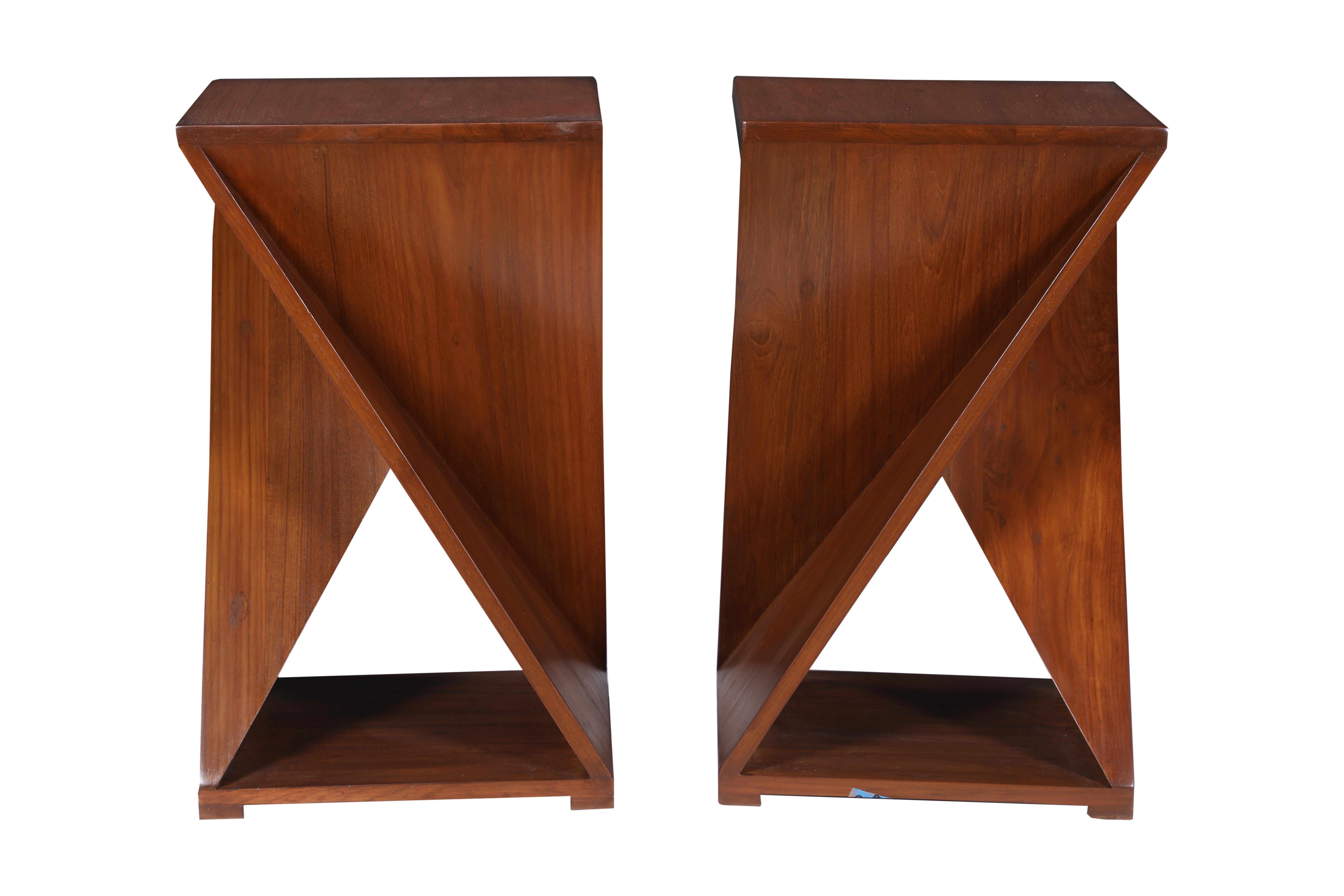 Pair of Teak Architectural Side or End Tables by Deborah Lockhart Phillips In Excellent Condition In Nantucket, MA