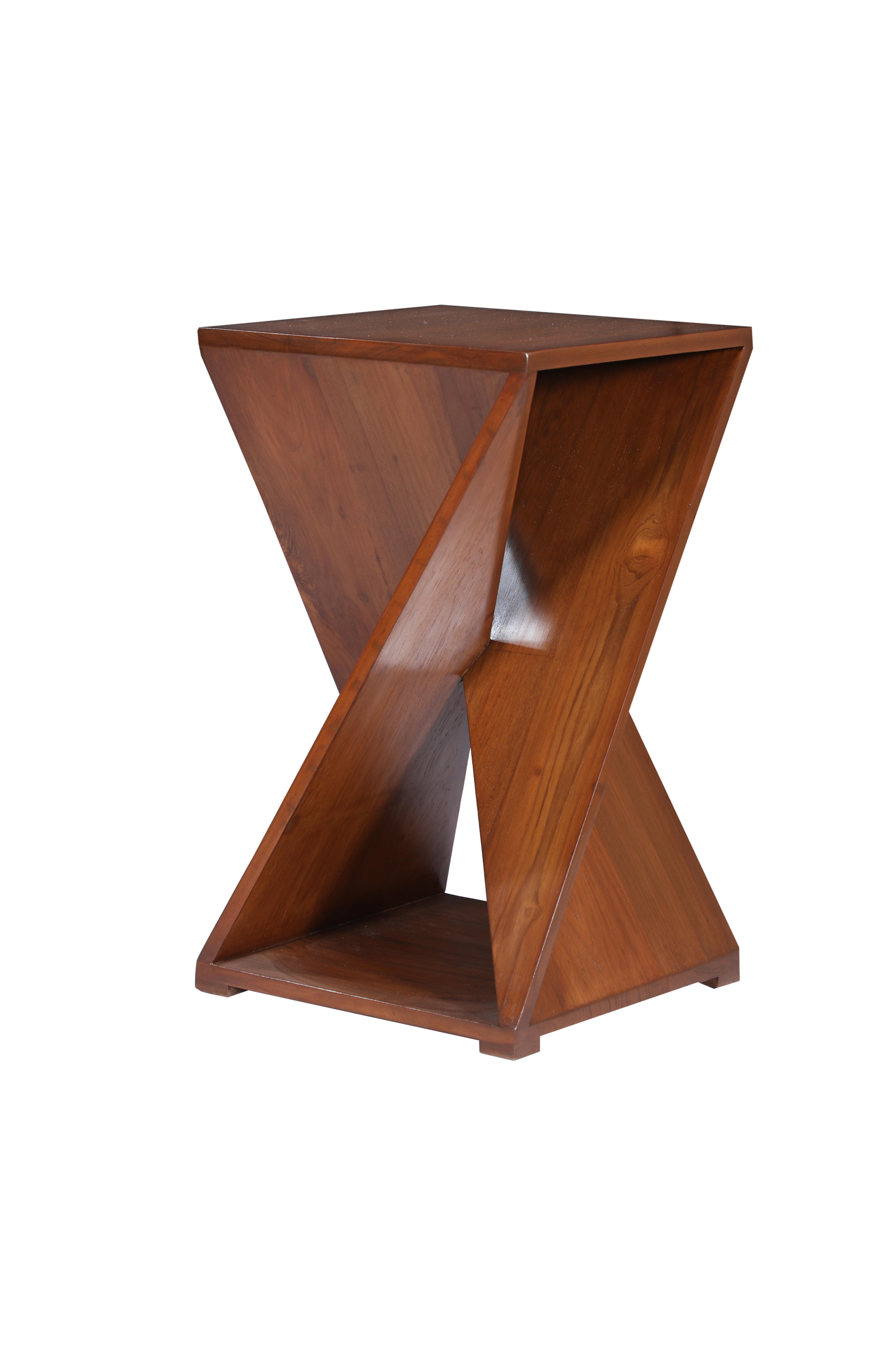 Contemporary Pair of Teak Architectural Side or End Tables by Deborah Lockhart Phillips