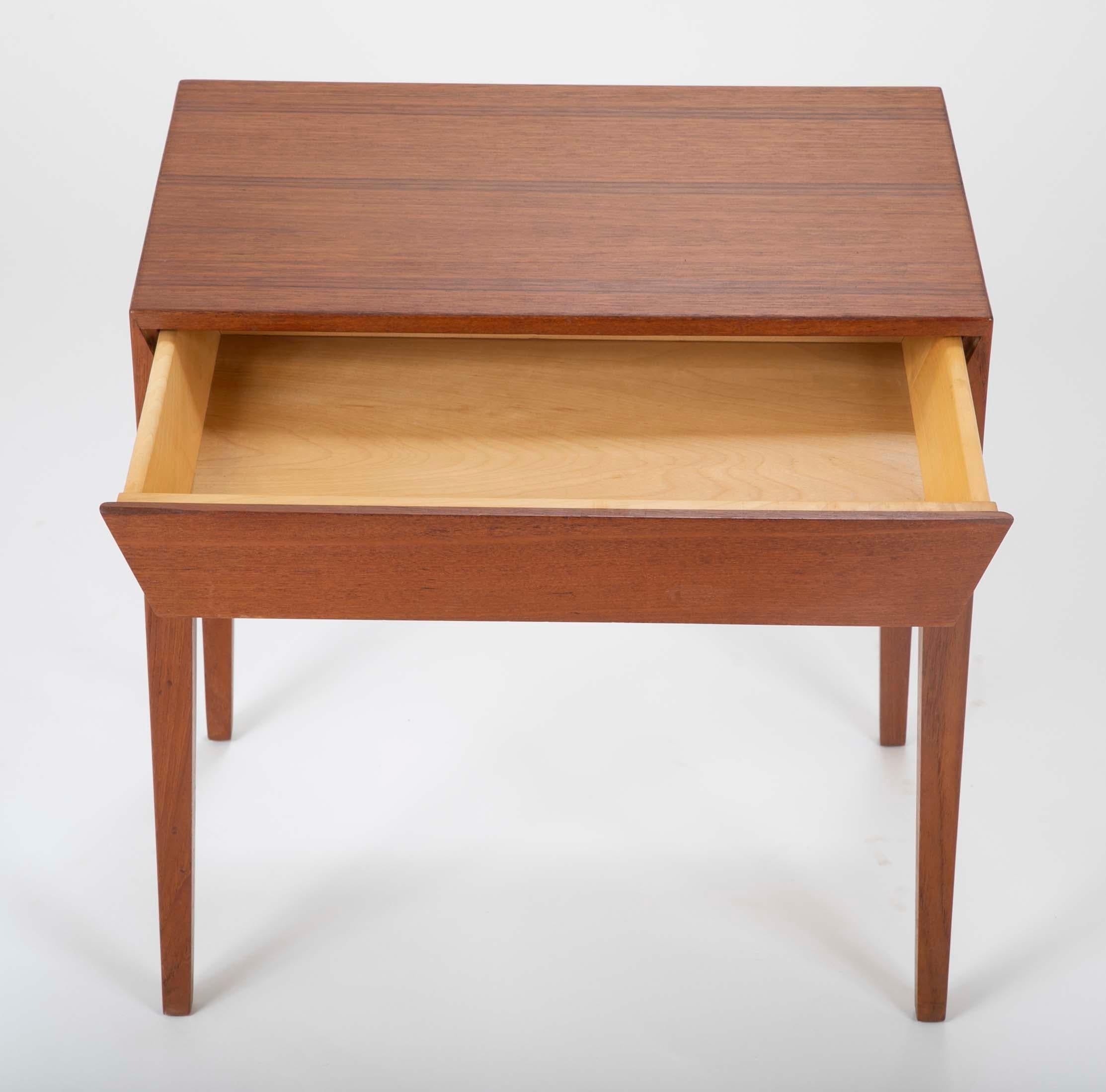 Danish Pair of Teak Bedside Tables with Rush Shelf Designed by Severin Hansen Jr.