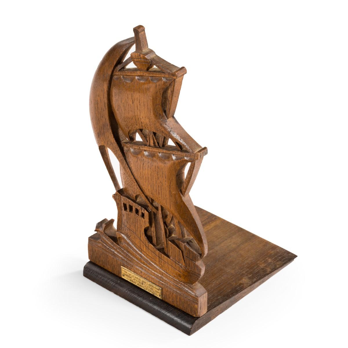 Pair of Teak Book Ends from HMS Iron Duke In Good Condition In Lymington, Hampshire