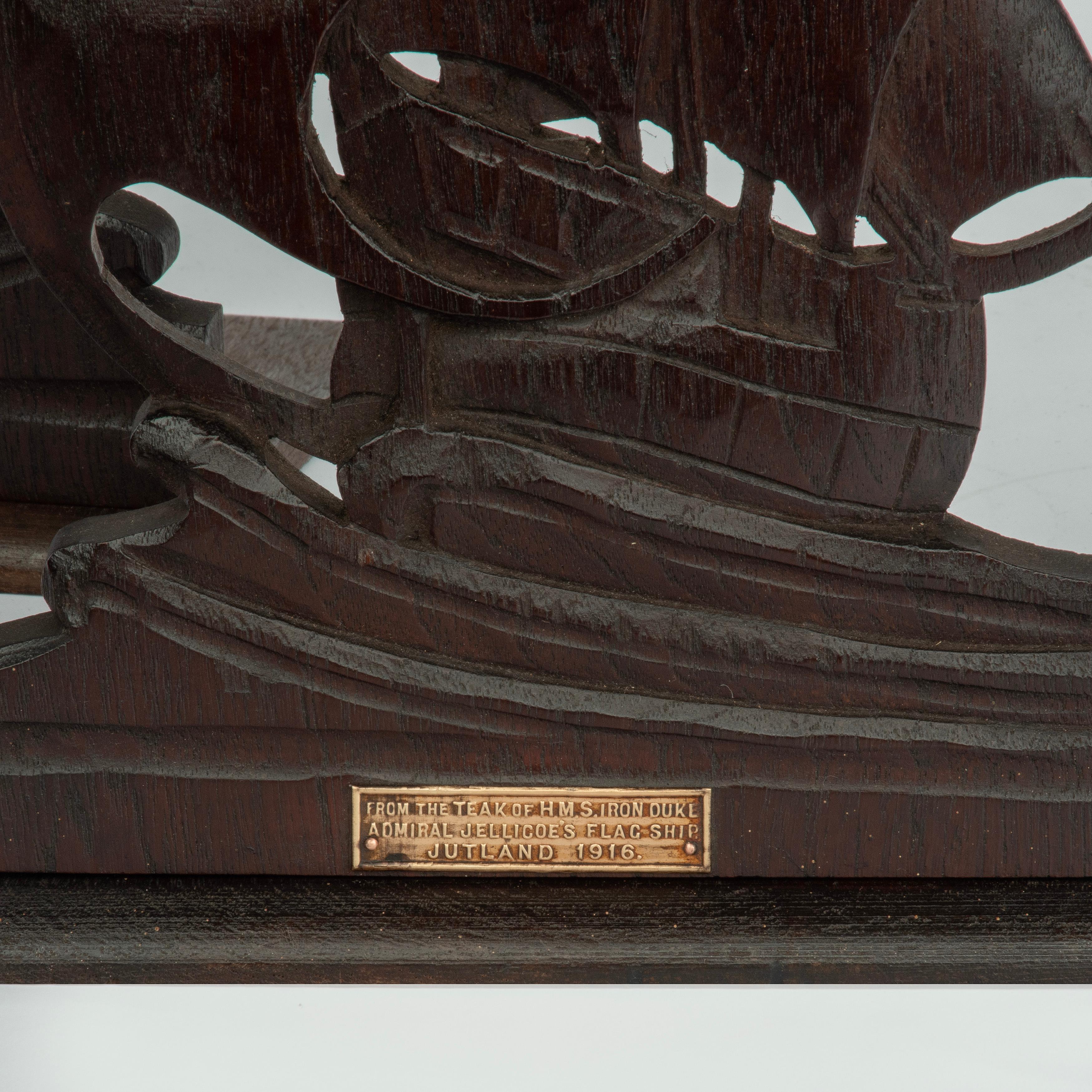 English A pair of teak bookends from the Iron Duke, Battle of Jutland, 1916 For Sale