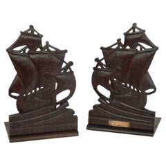 A pair of teak bookends from the Iron Duke, Battle of Jutland, 1916