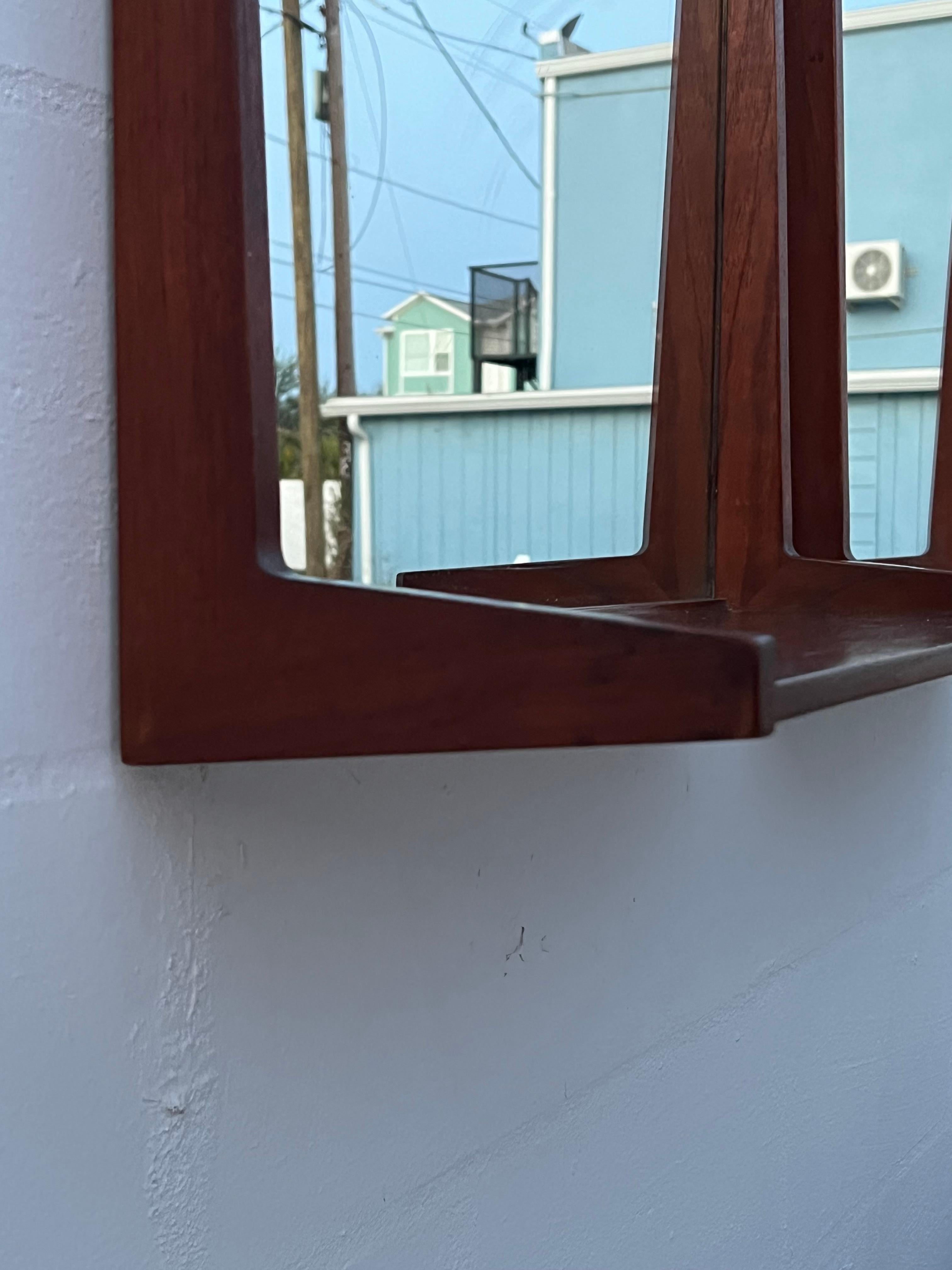 A Pair Of Teak Danish Mirrors With Shelves Aksel Kjersgaard 1960's For Sale 7