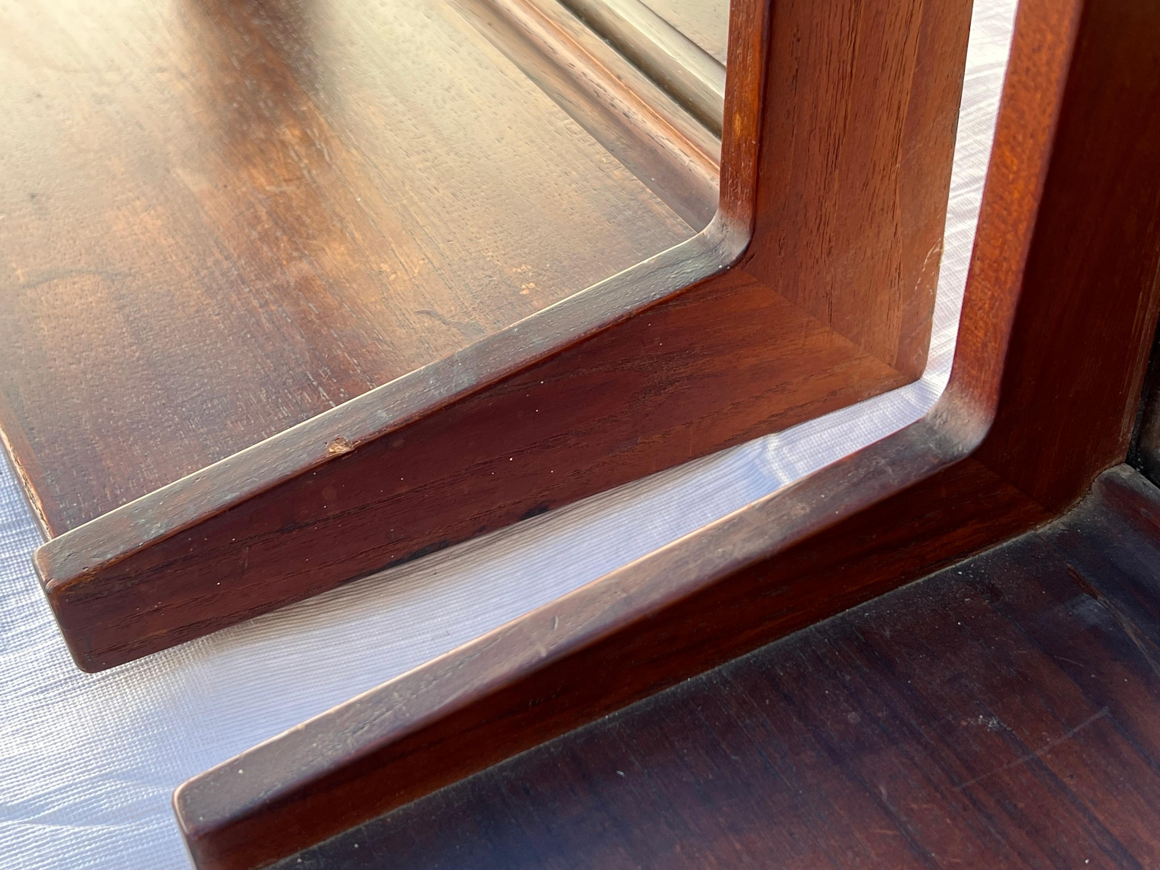 A Pair Of Teak Danish Mirrors With Shelves Aksel Kjersgaard 1960's For Sale 1