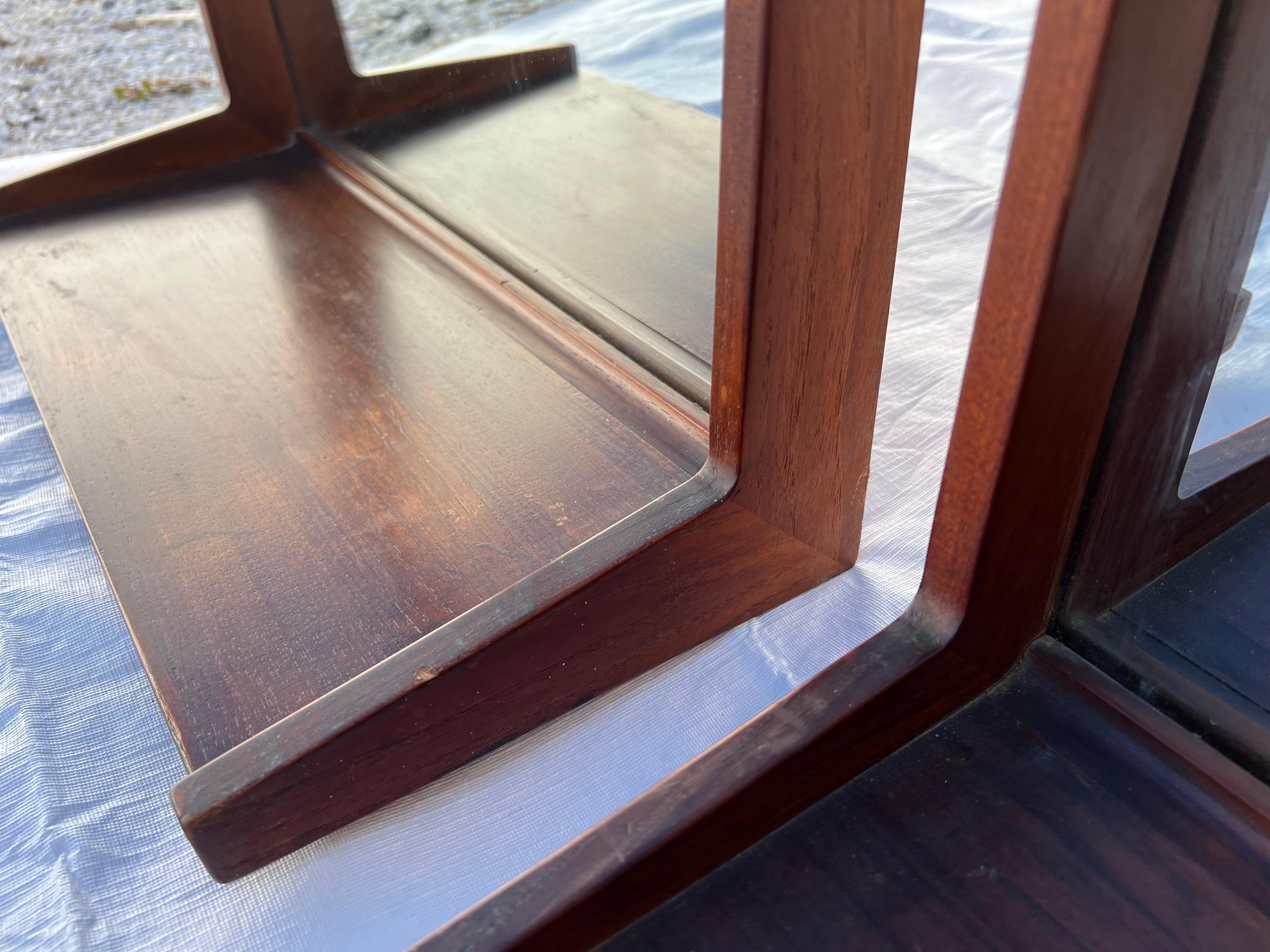A Pair Of Teak Danish Mirrors With Shelves Aksel Kjersgaard 1960's For Sale 2