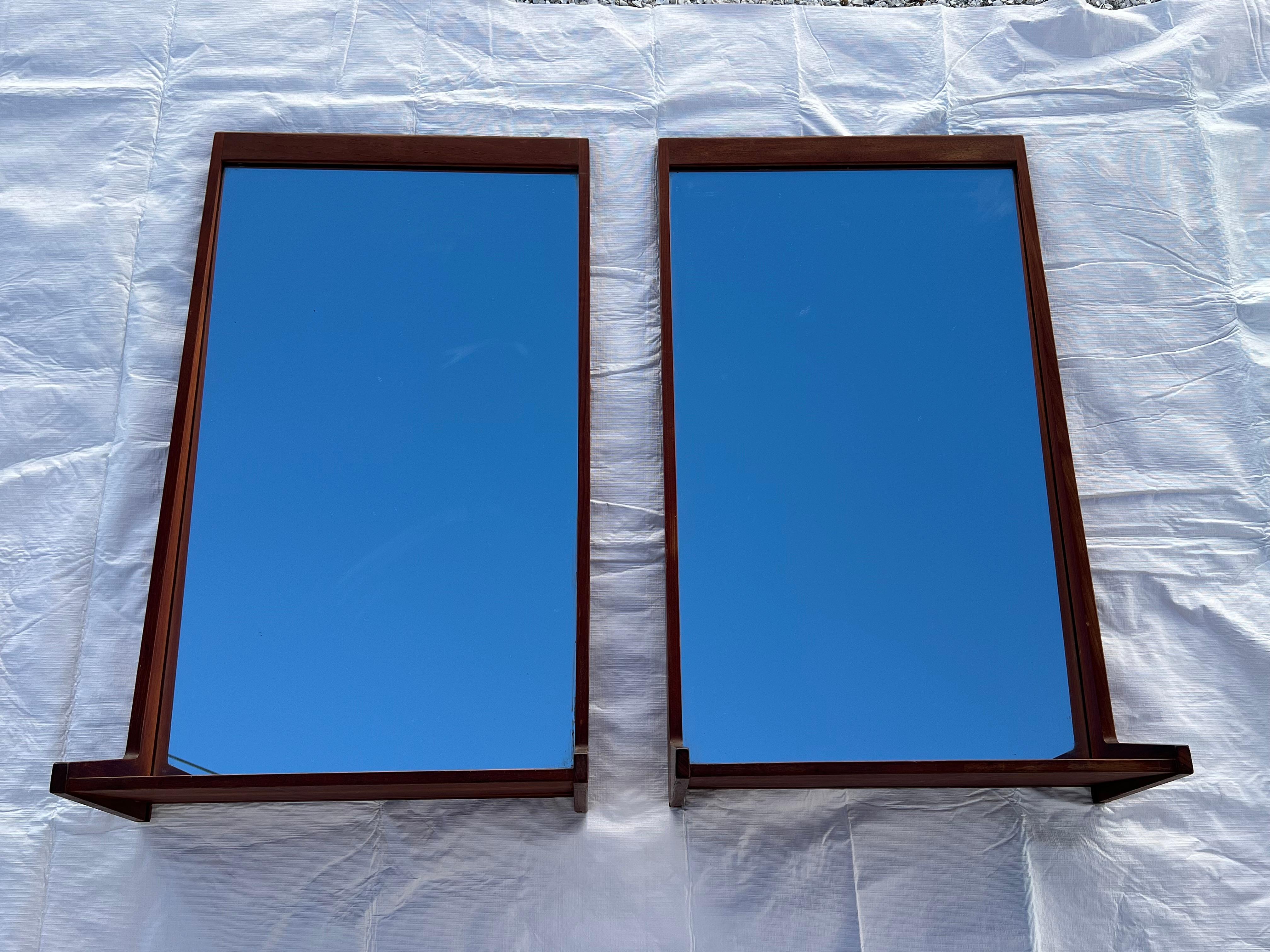 Mid-20th Century A Pair Of Teak Danish Mirrors With Shelves Aksel Kjersgaard 1960's For Sale