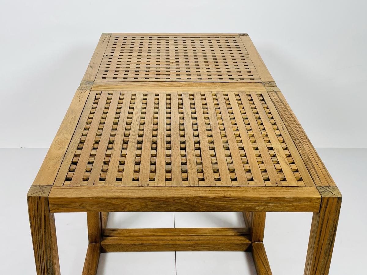Pair of Teak Lattice Cube Tables by Summit Furniture For Sale 4