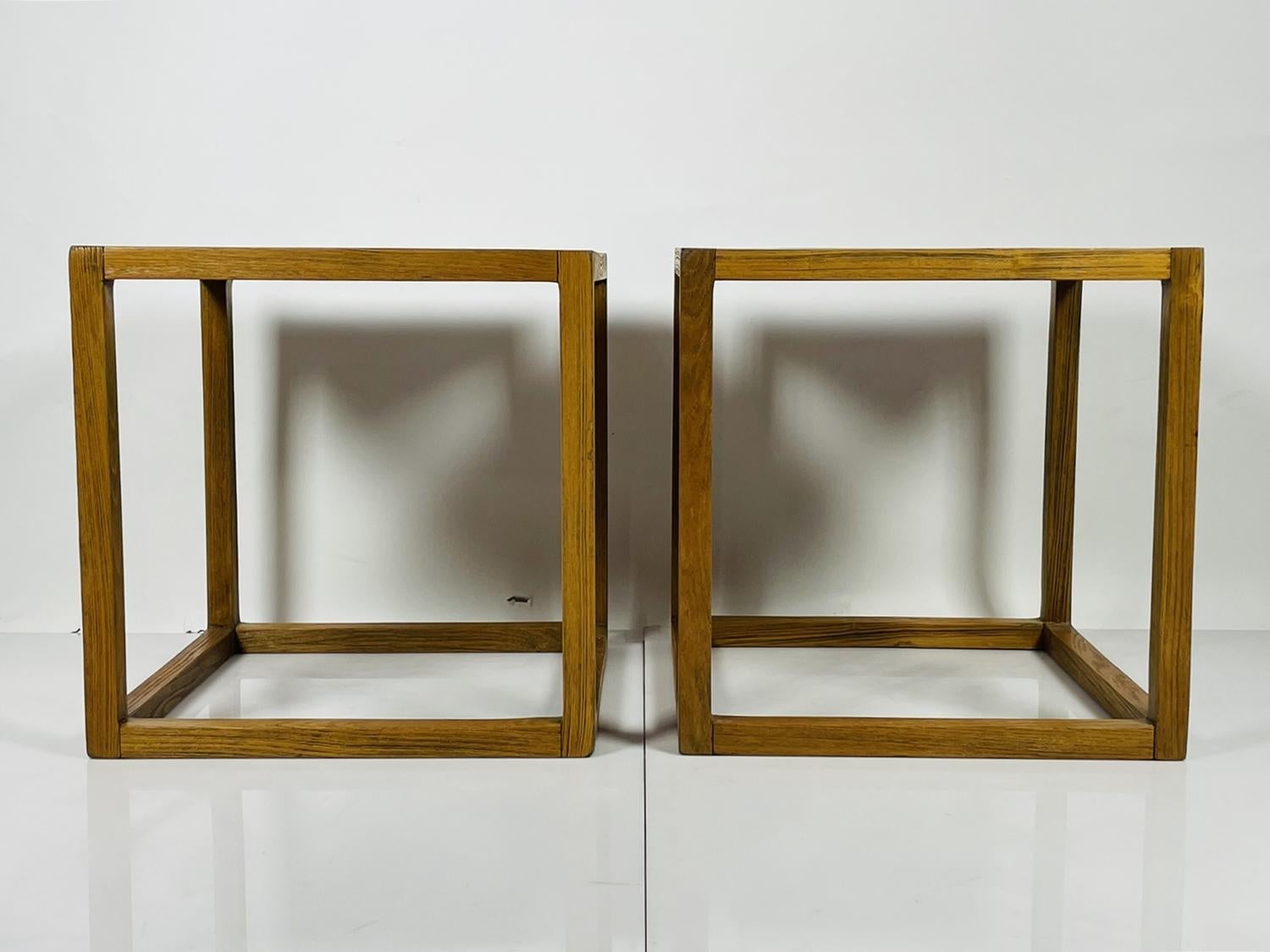 Mid-Century Modern Pair of Teak Lattice Cube Tables by Summit Furniture For Sale