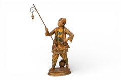 A Pair of Terra Cotta Chinoiserie Figurine Table Lamps