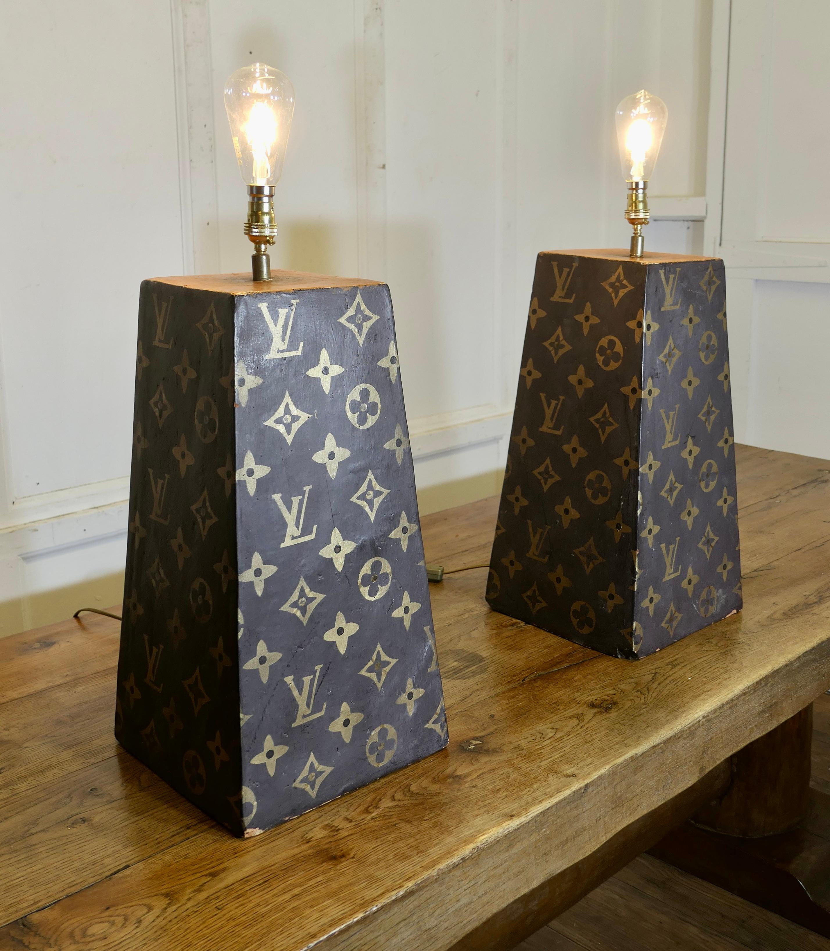 Mid-Century Modern A Pair of Terracotta Painted Lamps for a Trade Display   The are extremely heavy For Sale