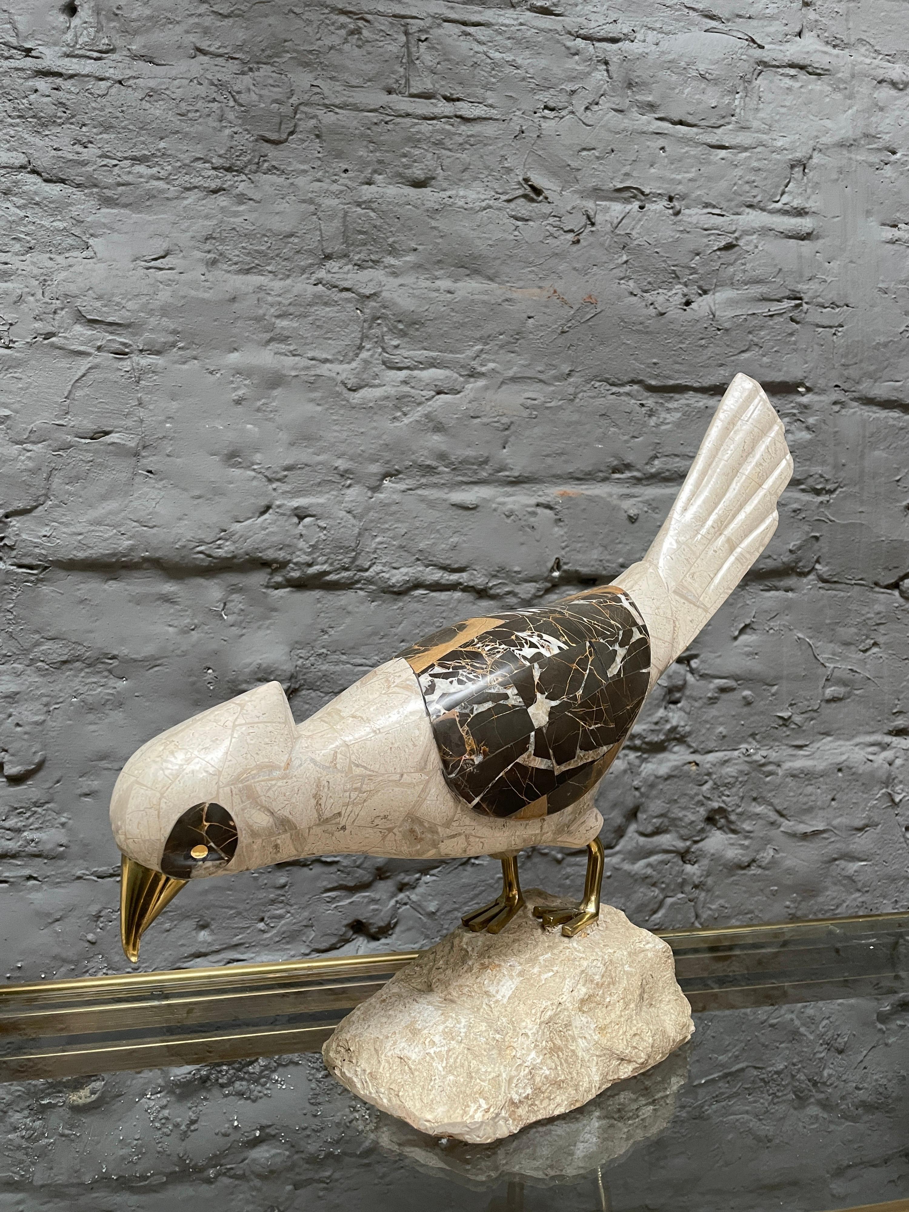 20th Century Pair of Tessellated Marble and Stone Birds by Maitland Smith