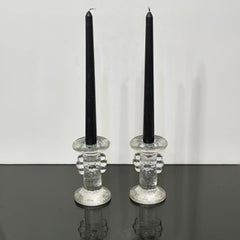 Coppia di portacandele in cristallo testurizzato, di Staffan Gellerstedt per Pukeberg