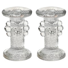 A pair of Textured Crystal Candleholders, by Staffan Gellerstedt for Pukeberg