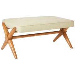 Vintage A Pair Of T.H. Robsjohn-Gibbings Bleached Walnut X-Form Bench