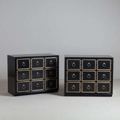 A Pair of Three Drawer Commodes Dorothy Draper Style, 1950s