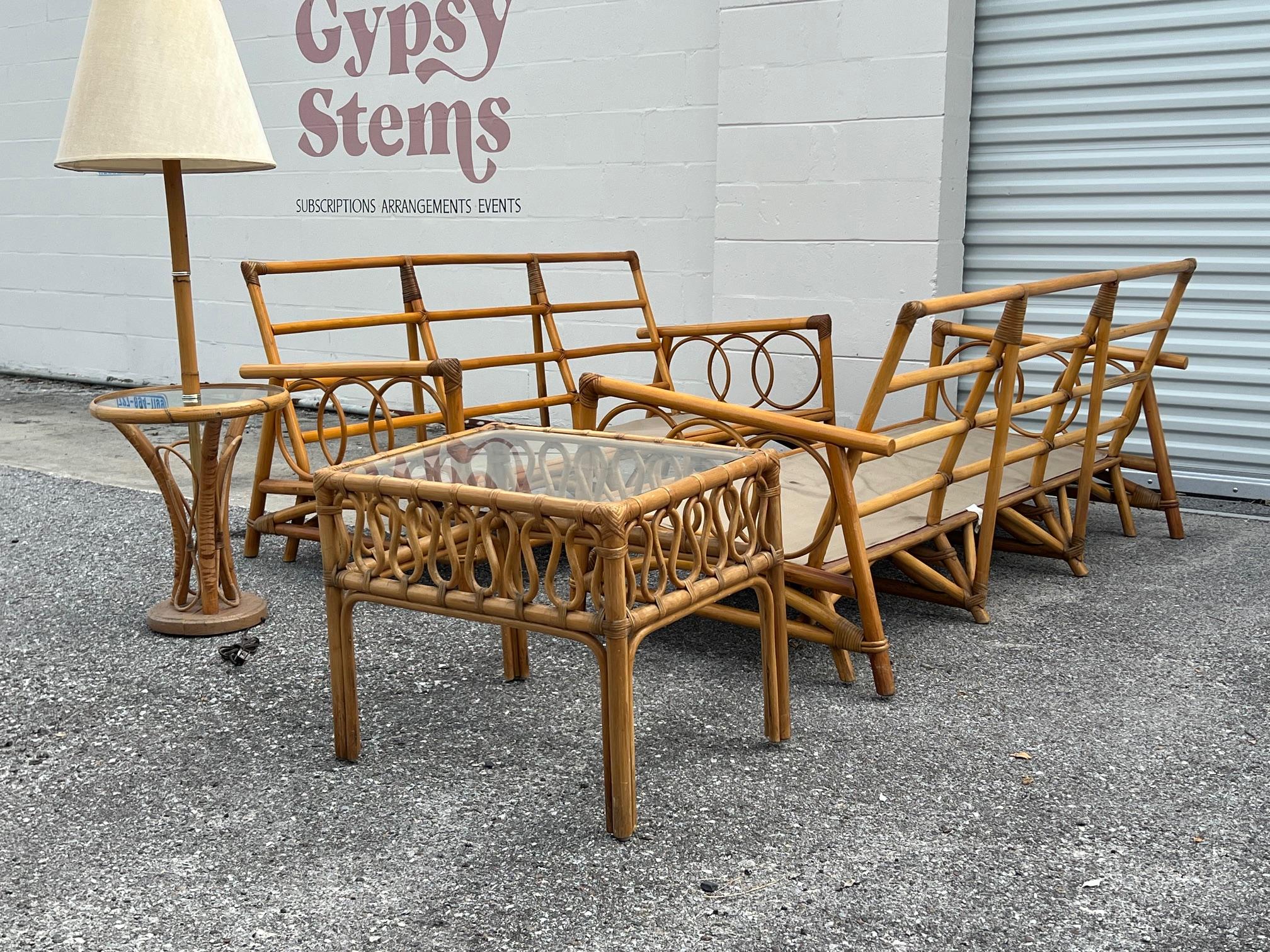 A Pair Of Three Seat Rattan Sofas For Sale 5