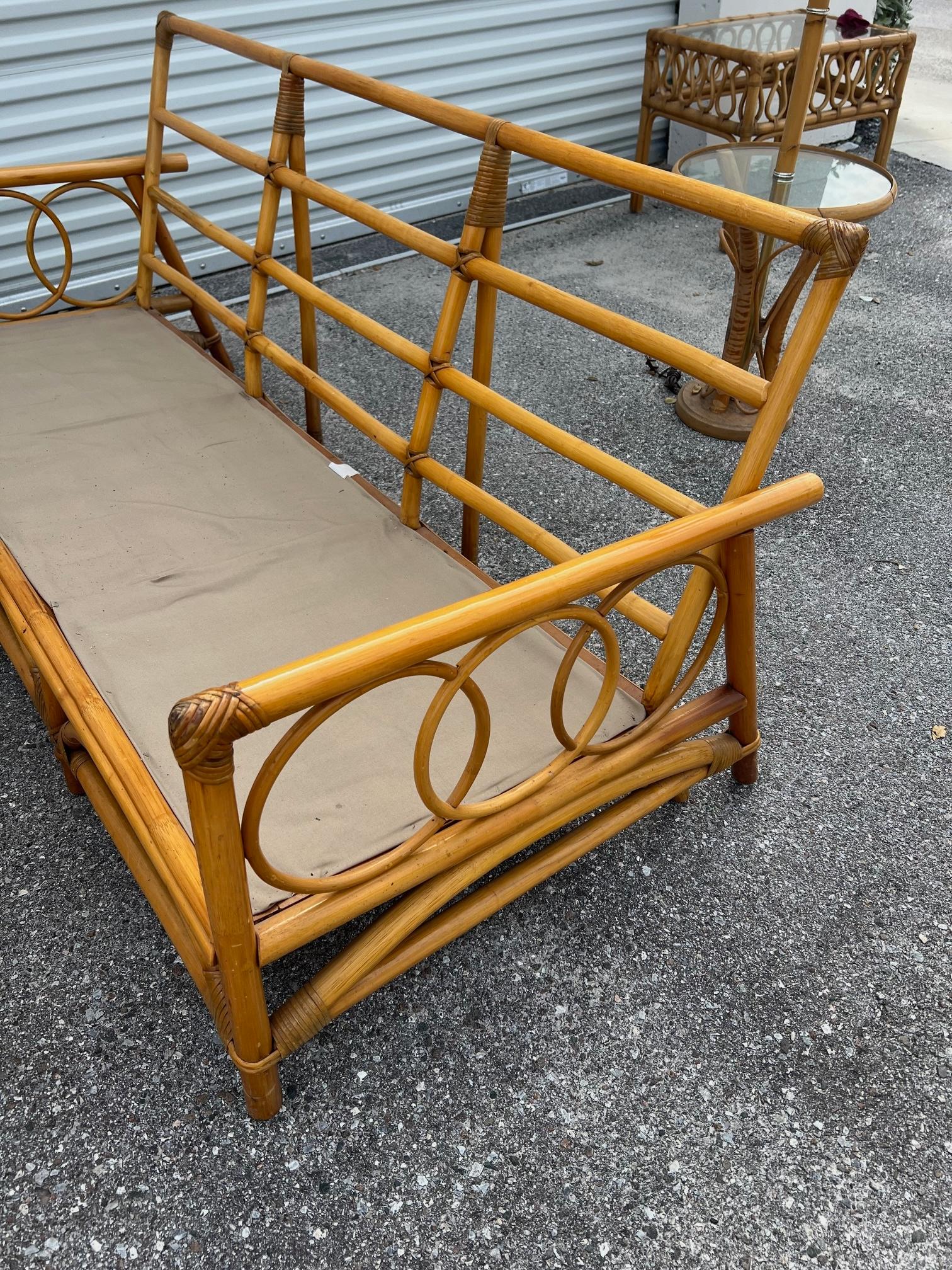 Modern A Pair Of Three Seat Rattan Sofas For Sale