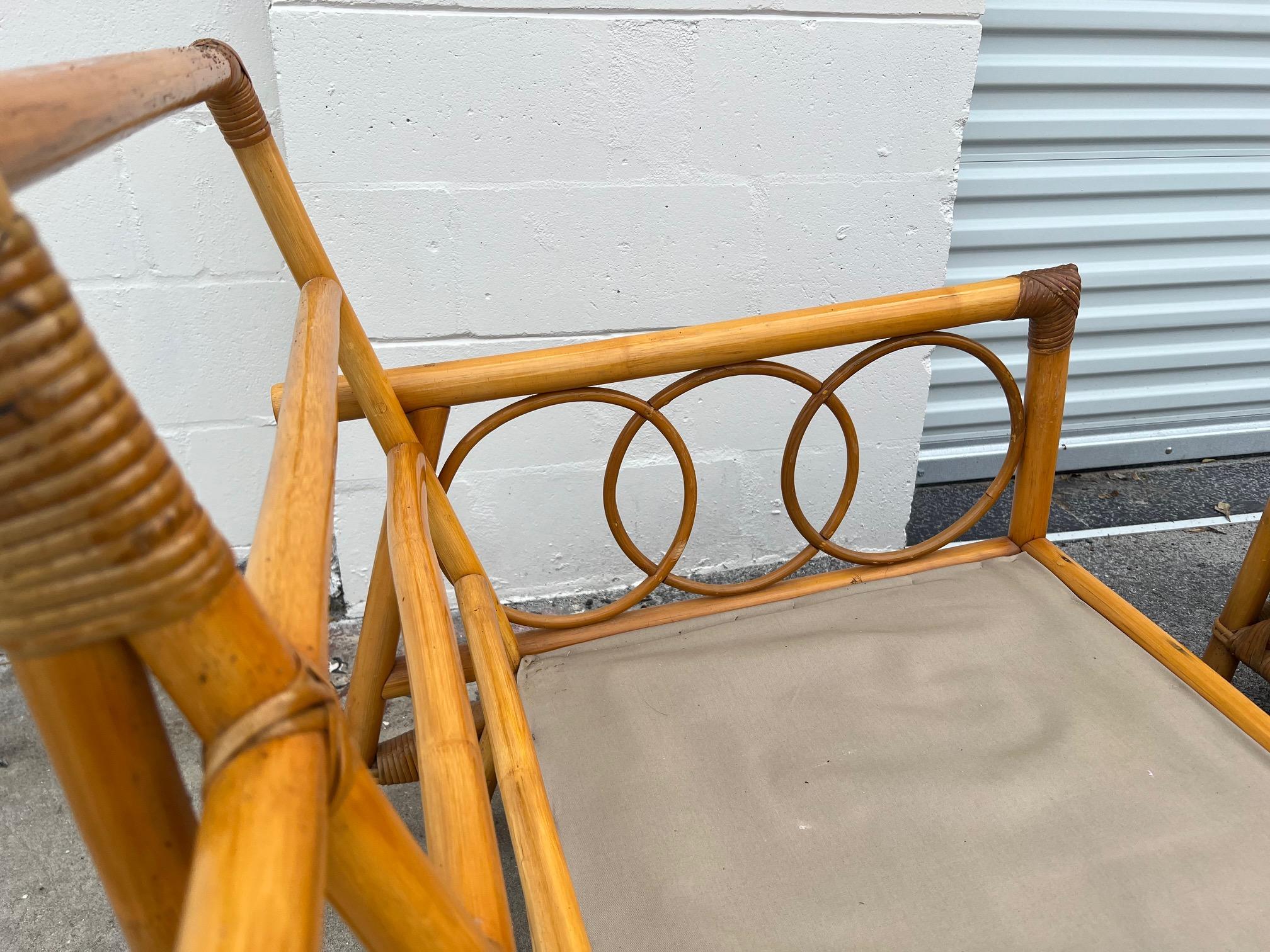 A Pair Of Three Seat Rattan Sofas In Good Condition For Sale In St.Petersburg, FL