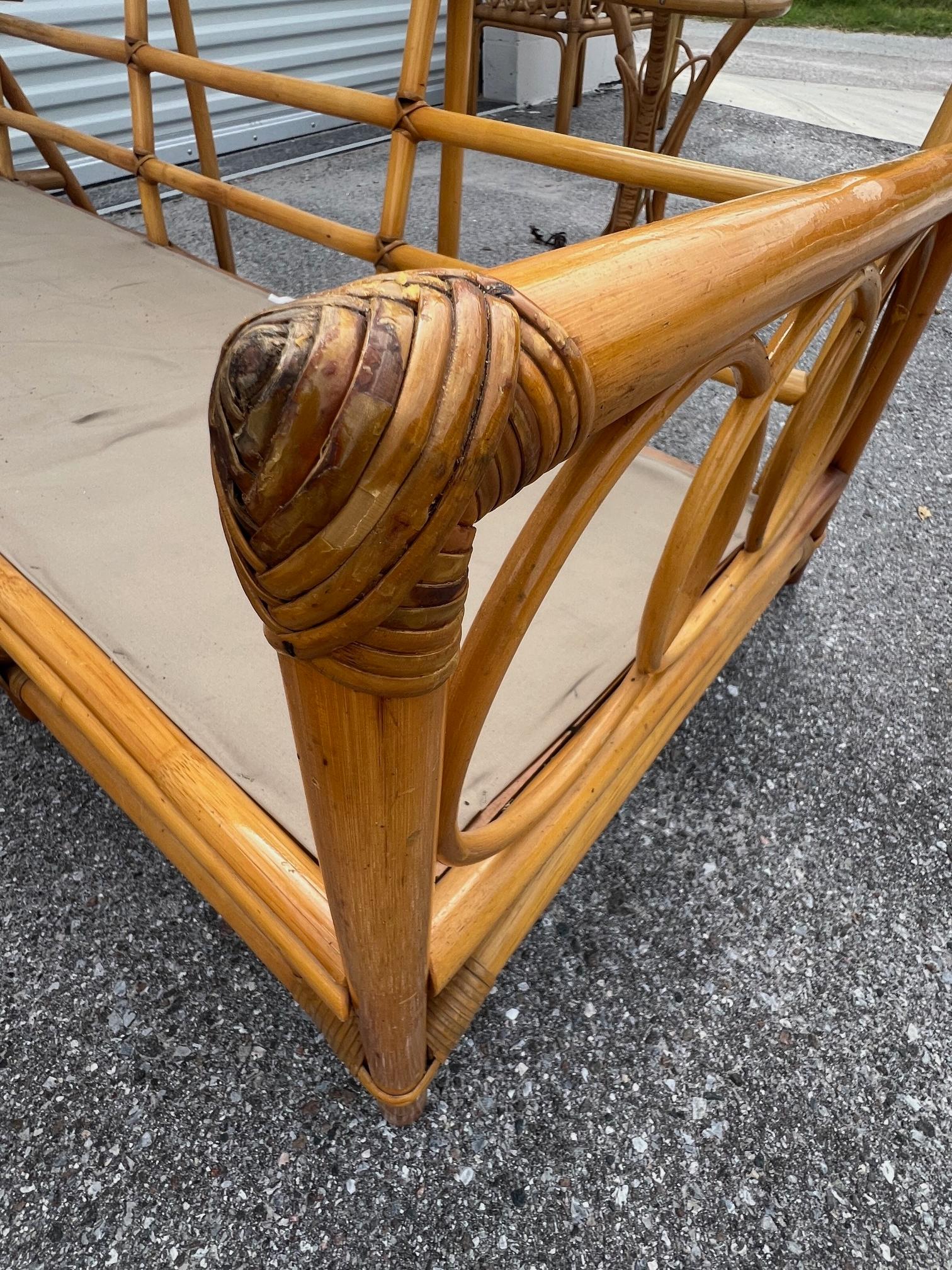 Late 20th Century A Pair Of Three Seat Rattan Sofas For Sale