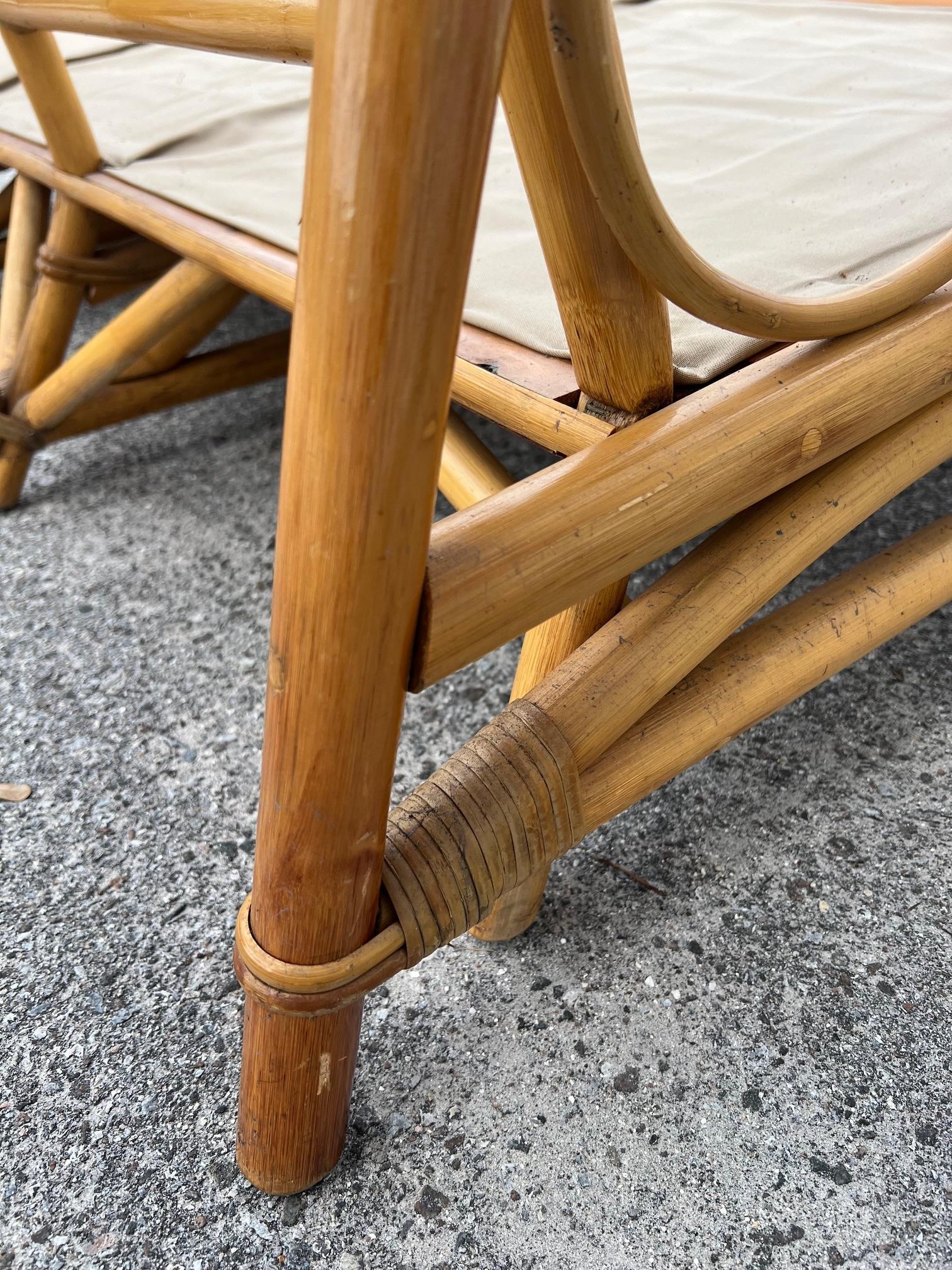 A Pair Of Three Seat Rattan Sofas For Sale 3