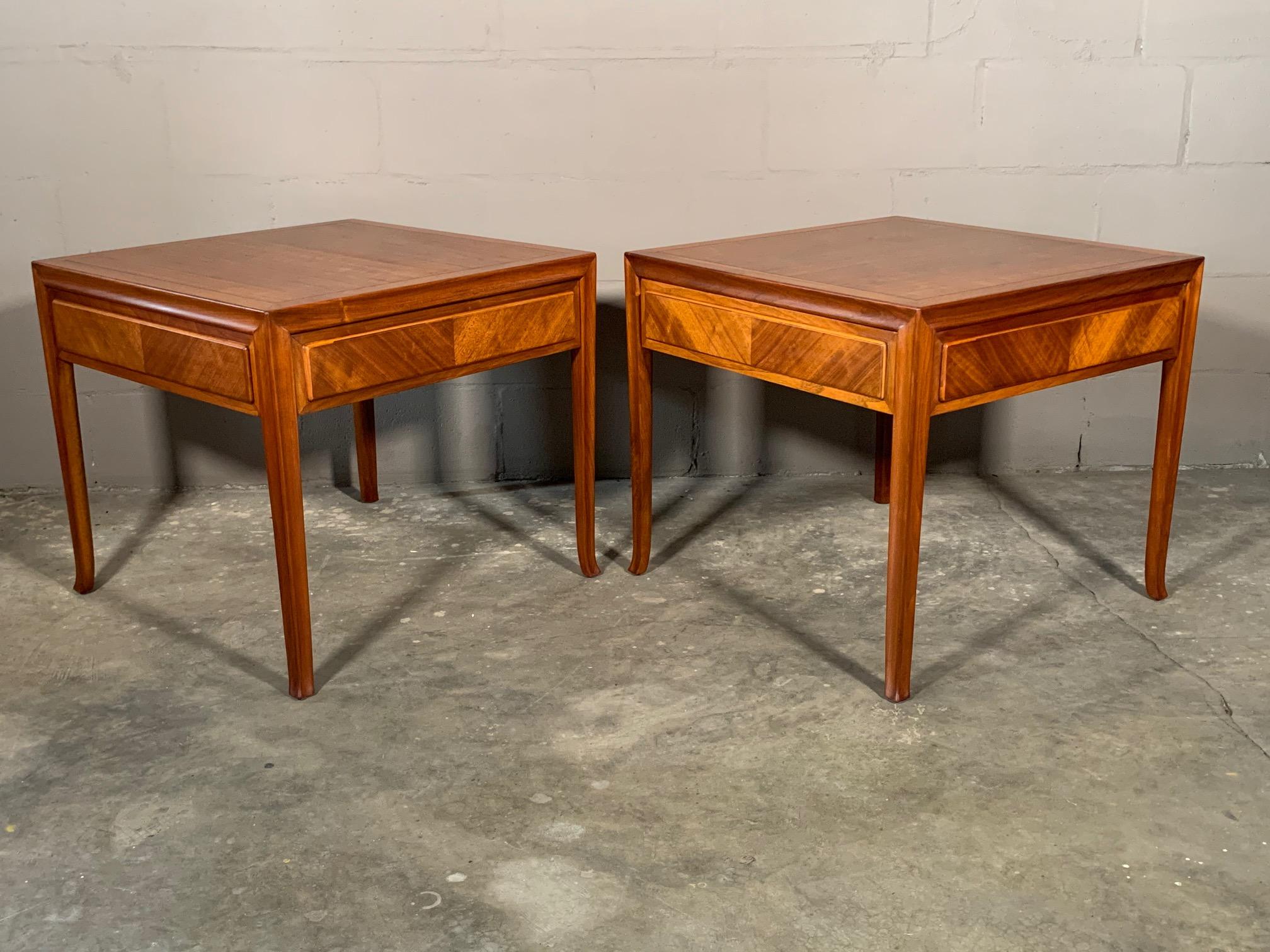 A pair of rare side tables or night stands by T.H.Robsjohn-Gibbings for Baker, circa 1961. Large scale at 25