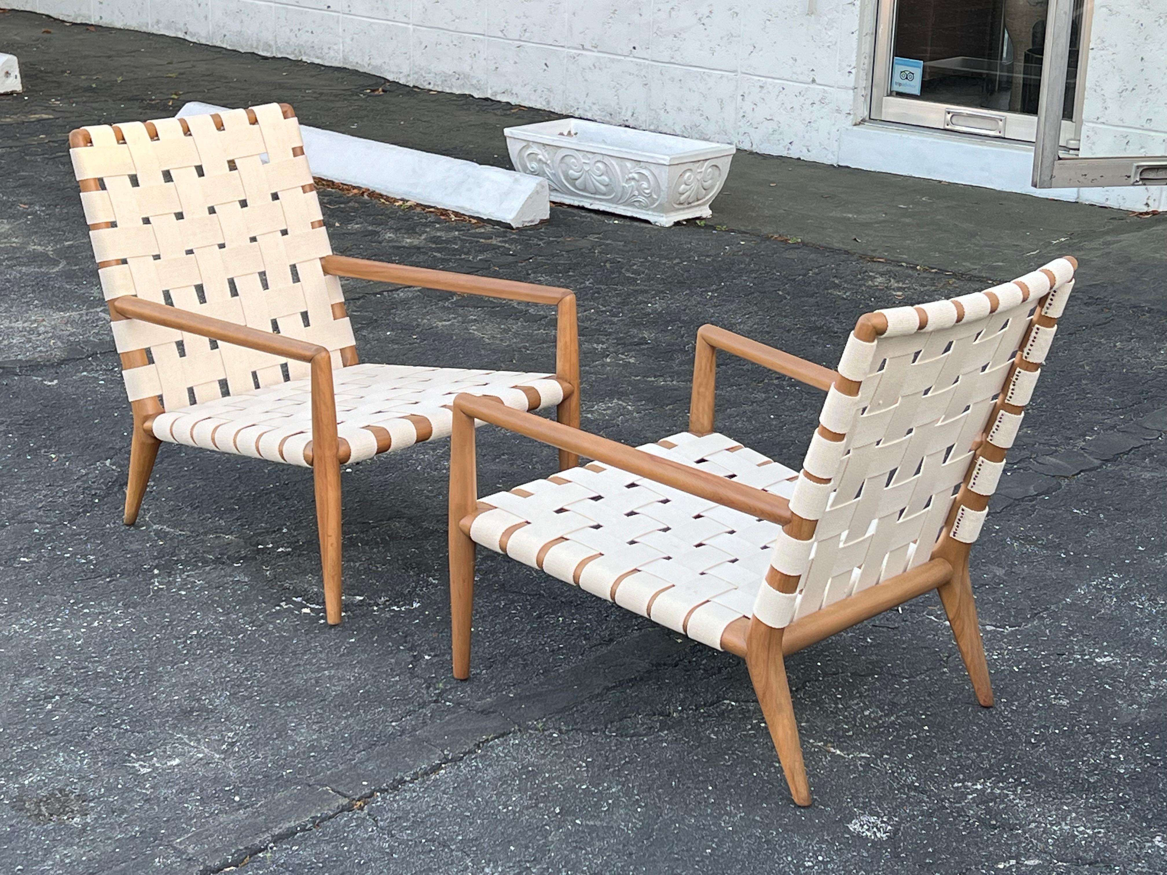 A Pair Of T.H.Robsjohn-Gibbings Strap Lounge Chairs Vintage 1950's  For Sale 6