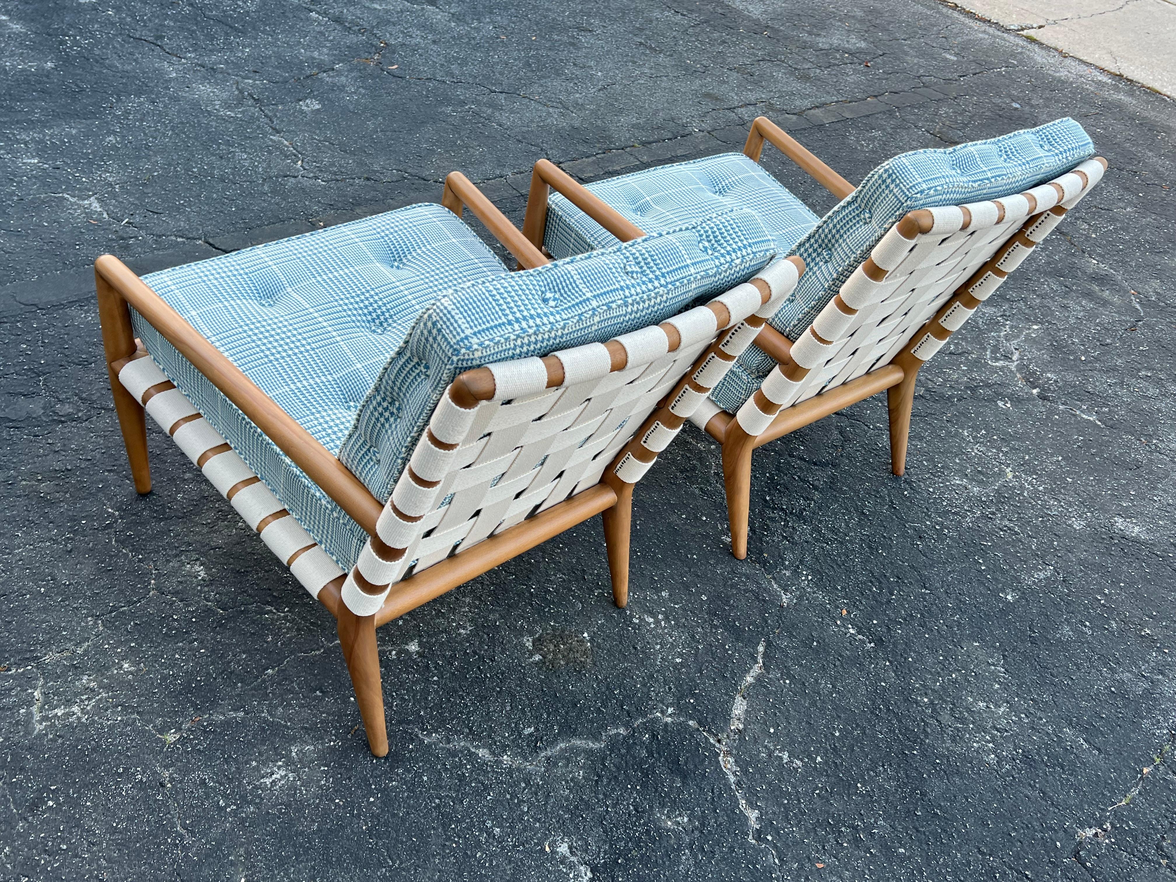 A Pair Of T.H.Robsjohn-Gibbings Strap Lounge Chairs Vintage 1950's  For Sale 8