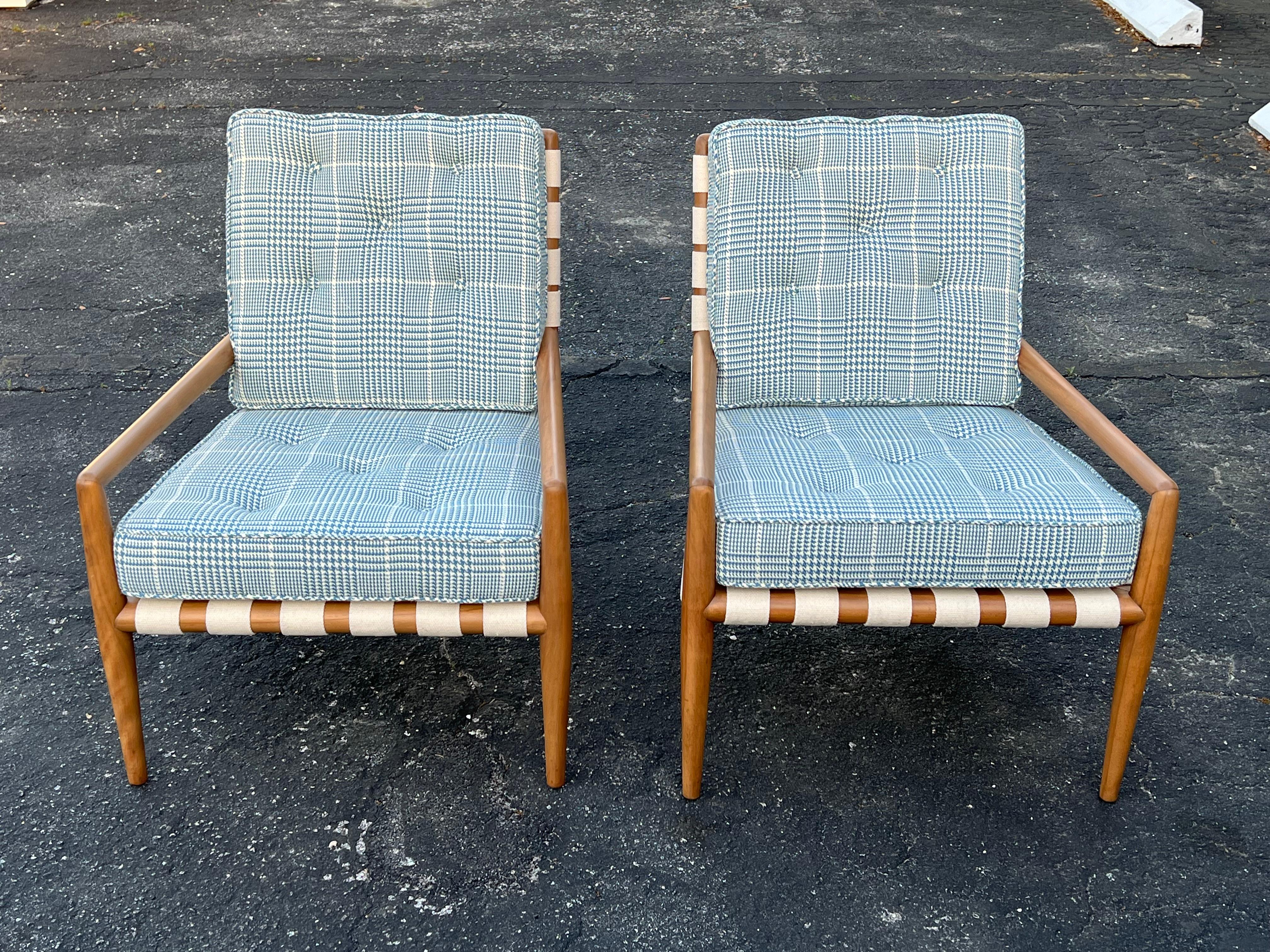 Ein Paar T.H. Robsjohn-Gibbings Strap Lounge Stühle Vintage 1950er Jahre  im Angebot 11