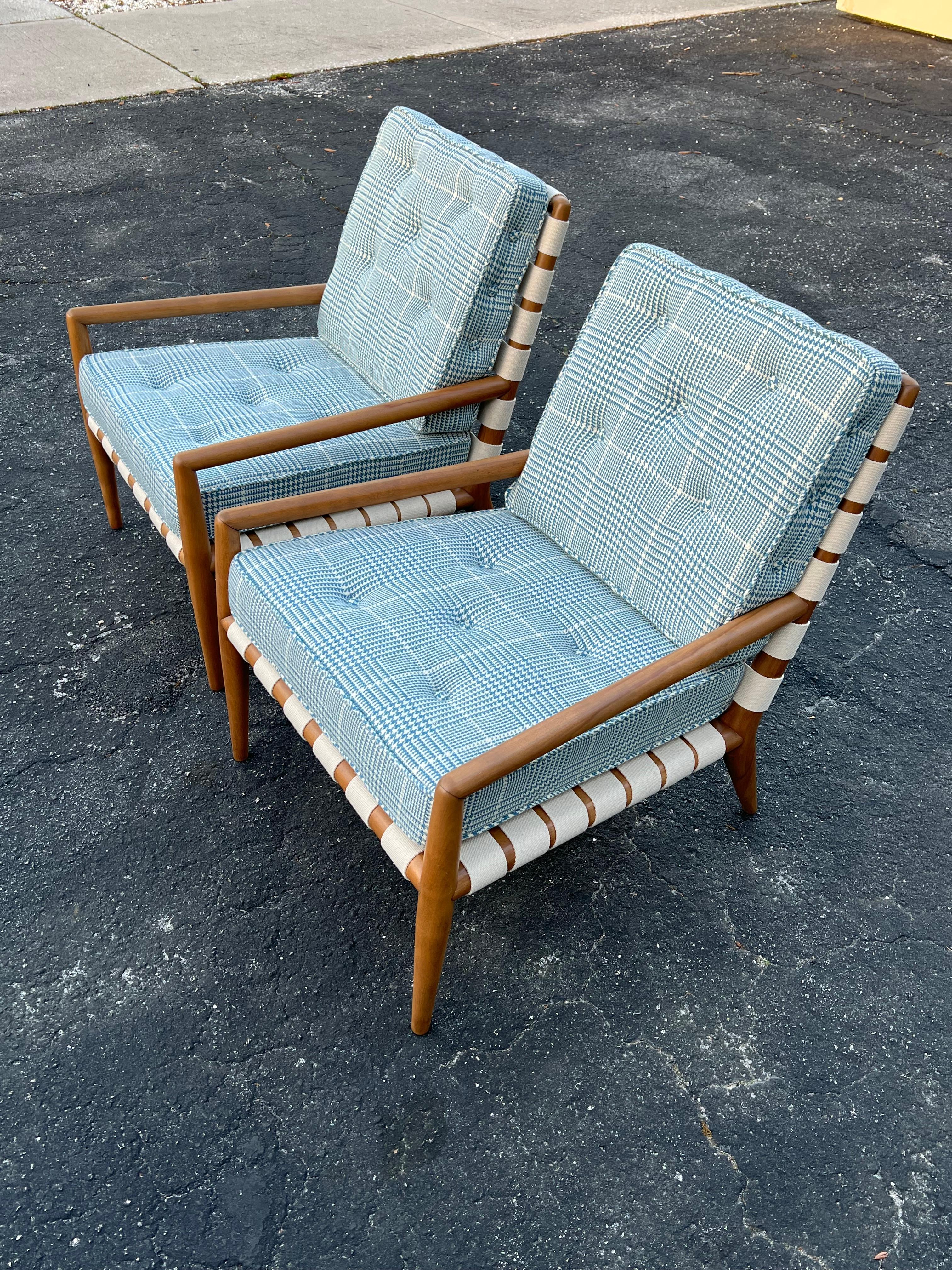A Pair Of T.H.Robsjohn-Gibbings Strap Lounge Chairs Vintage 1950's  For Sale 12