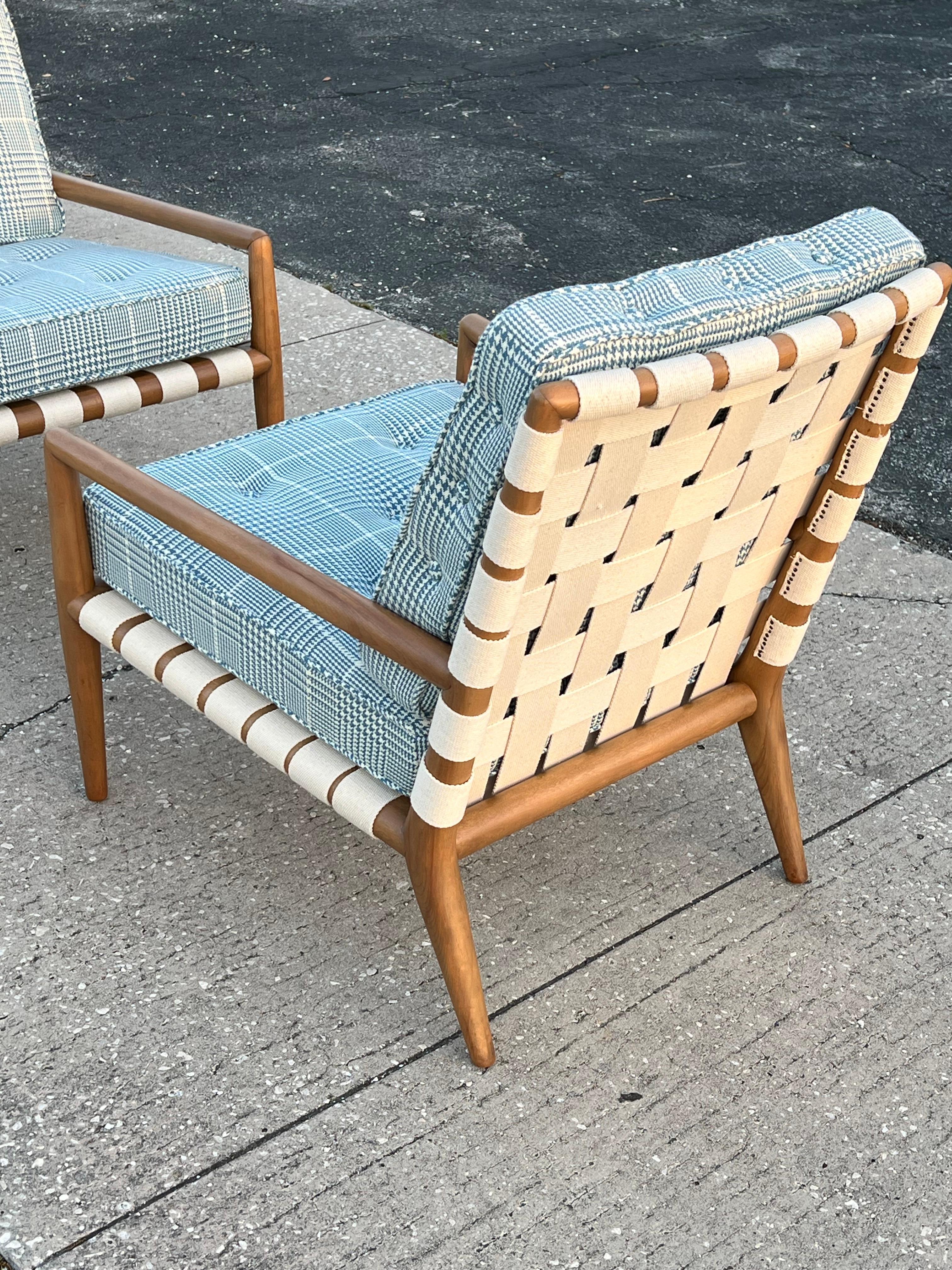 Upholstery A Pair Of T.H.Robsjohn-Gibbings Strap Lounge Chairs Vintage 1950's  For Sale