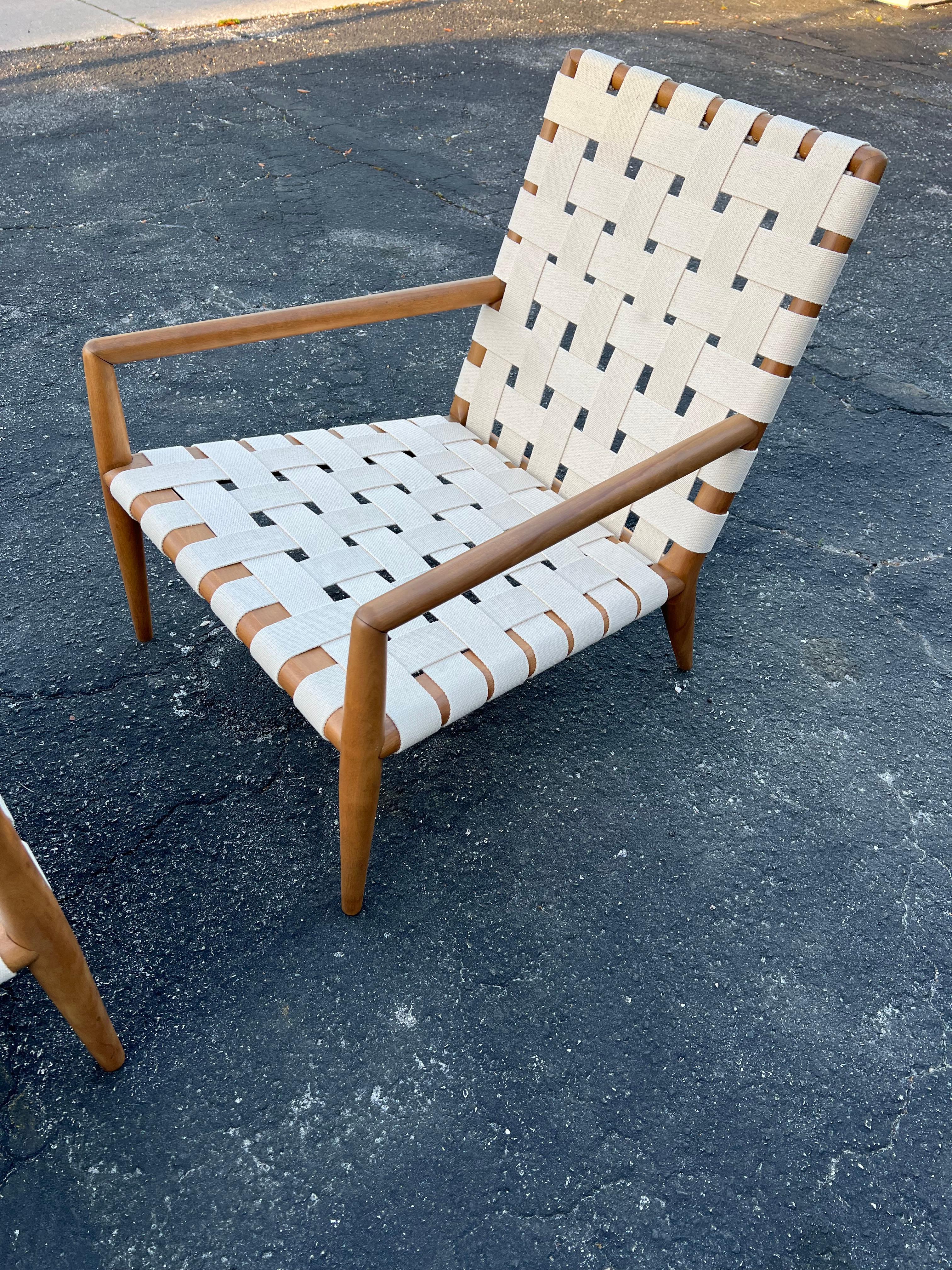 A Pair Of T.H.Robsjohn-Gibbings Strap Lounge Chairs Vintage 1950's  For Sale 2
