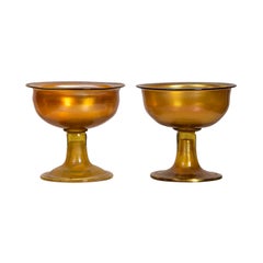 Pair of Tiffany Studios Gold Favrile Glass Sherbets