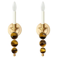 A Pair of Tiger's Eye Ephorus Sconces by David Duncan Studio