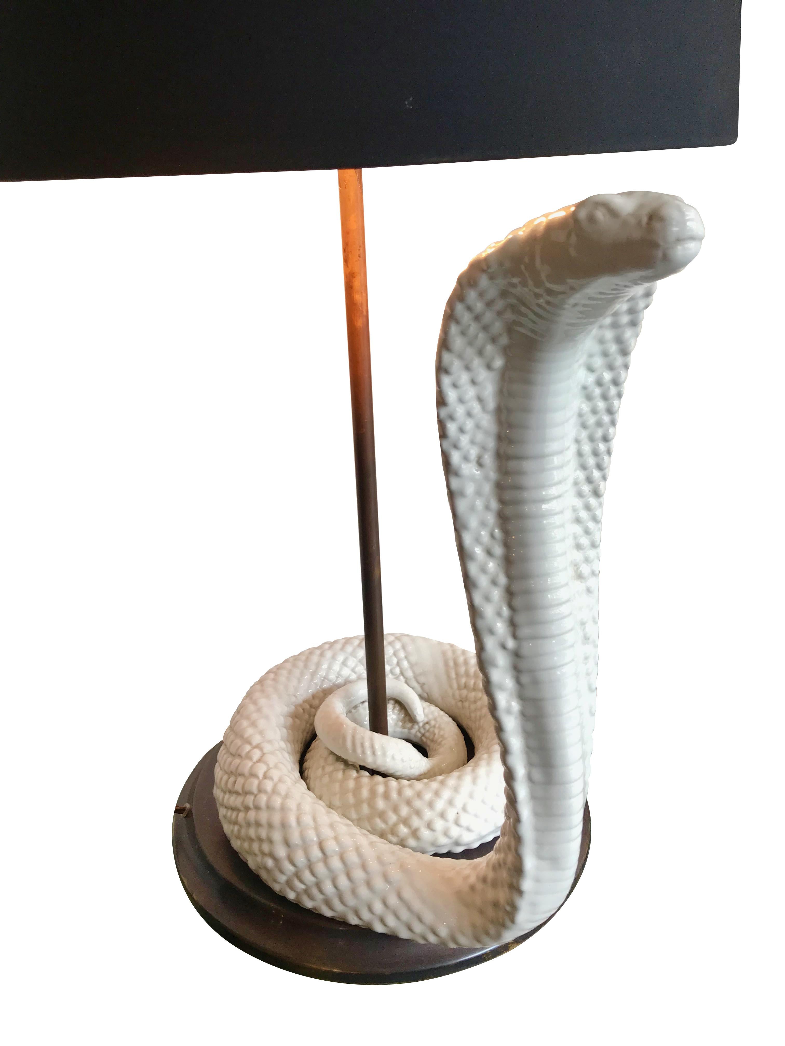 Pair of Tommaso Barbi Ceramic Cobra Lamps For Sale 3