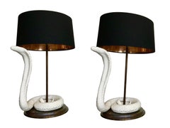 Pair of Tommaso Barbi Ceramic Cobra Lamps