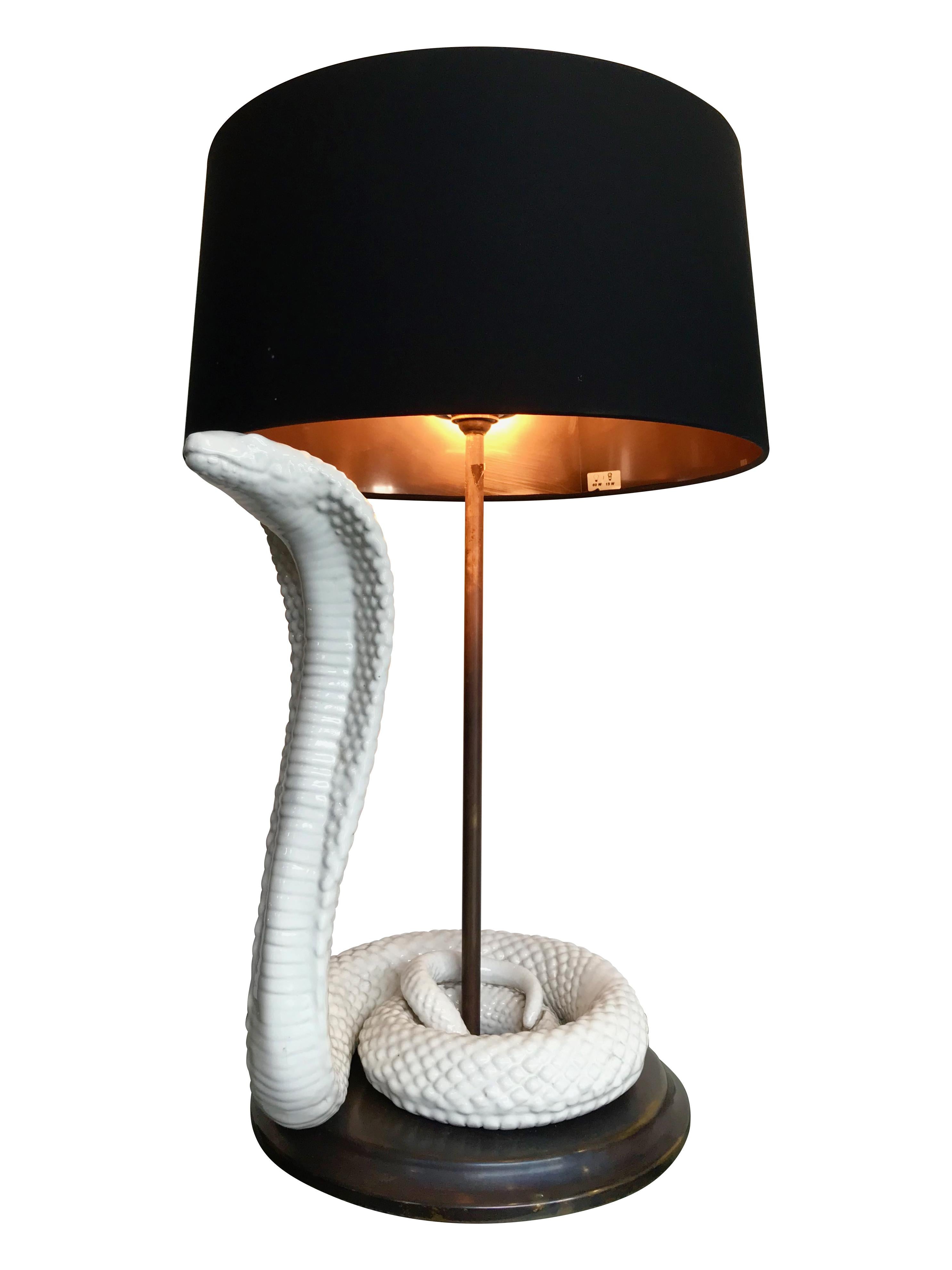 Italian Pair of Tommaso Barbi Ceramic Cobra Lamps For Sale