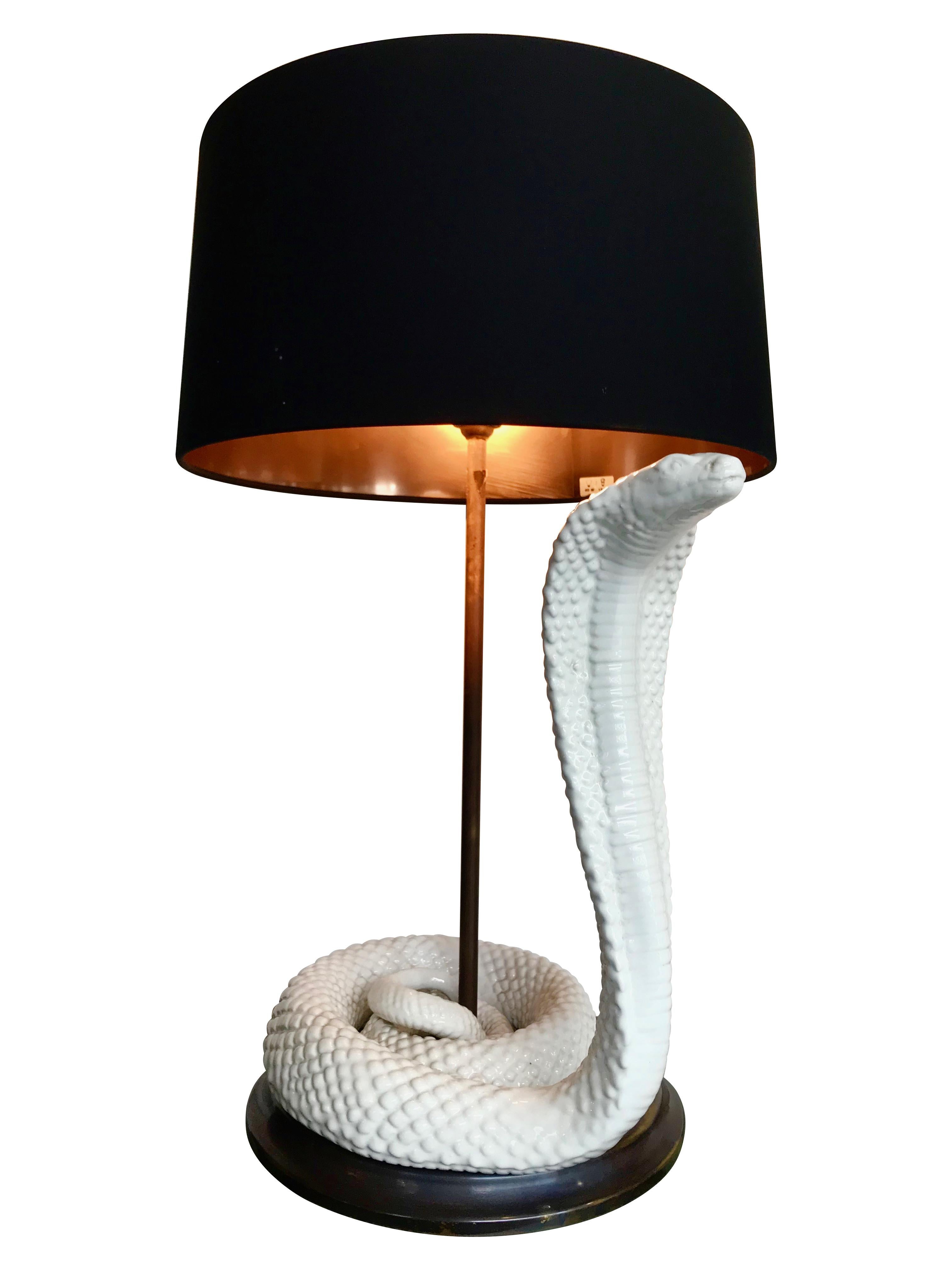 Pair of Tommaso Barbi Ceramic Cobra Lamps In Good Condition For Sale In London, GB