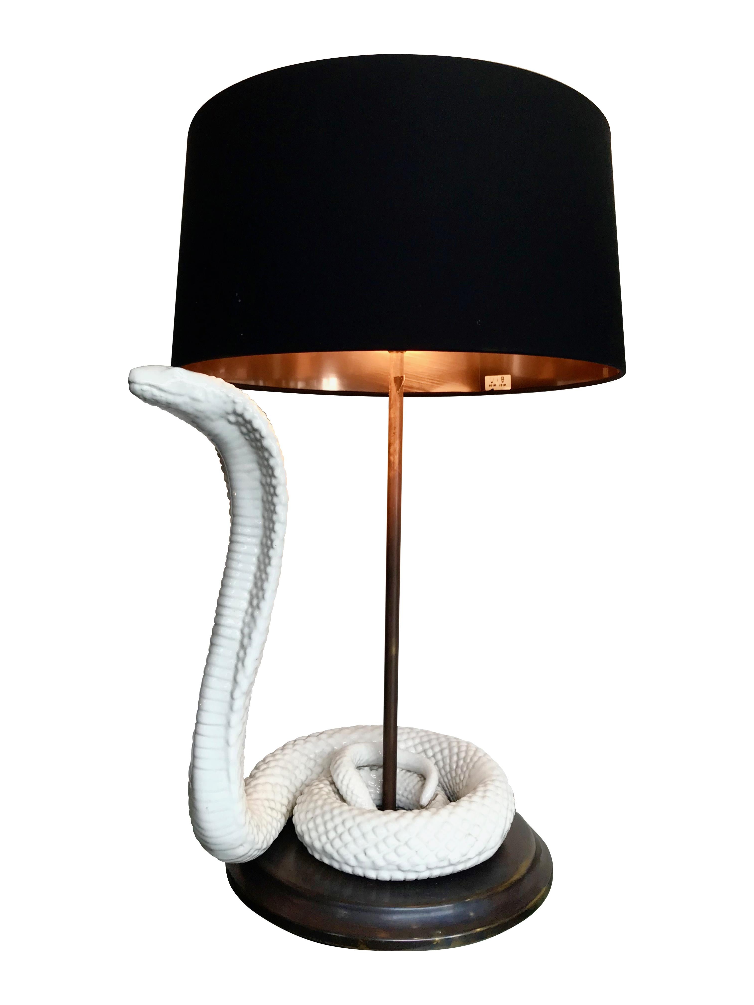 Late 20th Century Pair of Tommaso Barbi Ceramic Cobra Lamps For Sale