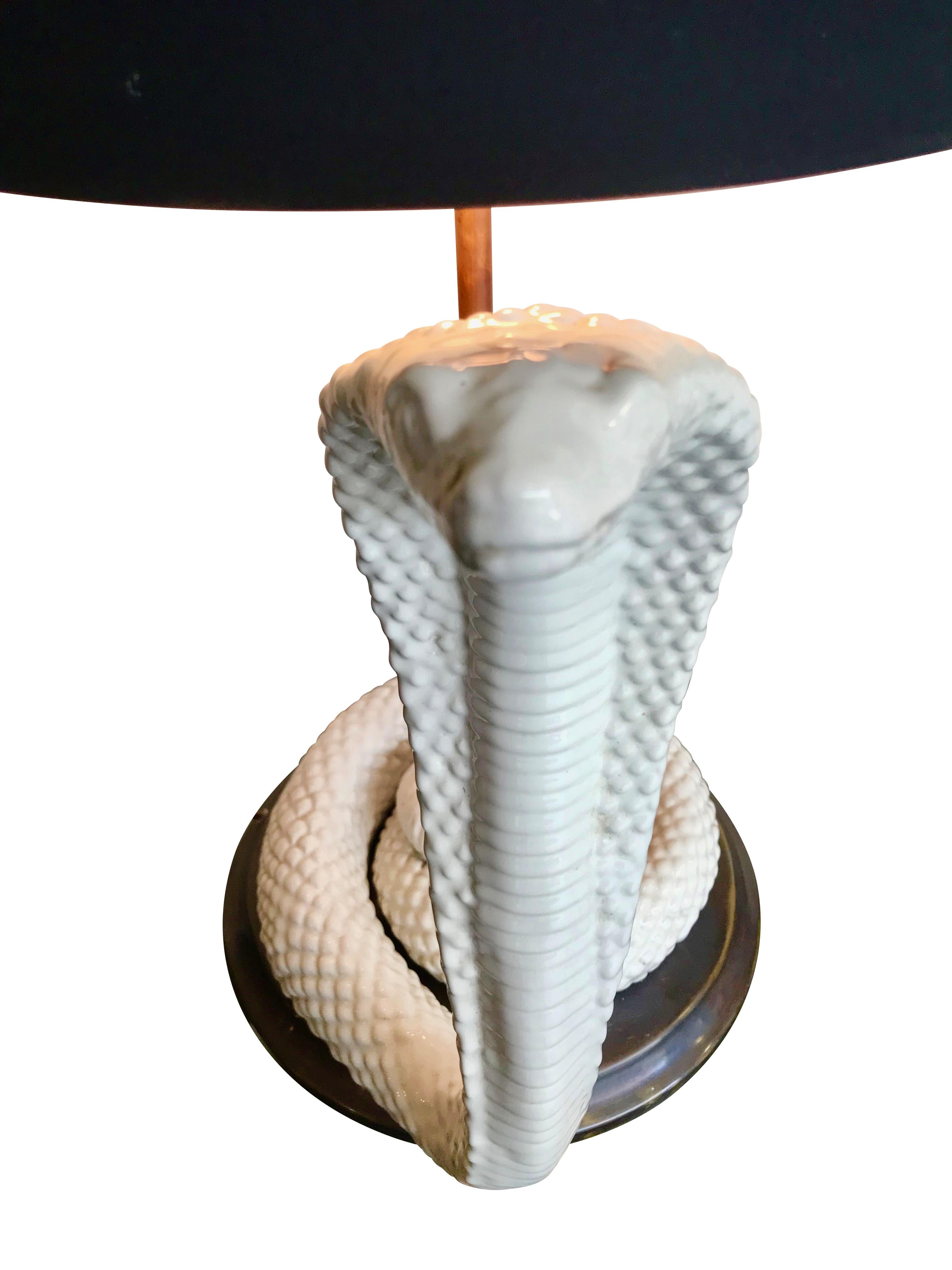 Pair of Tommaso Barbi Ceramic Cobra Lamps For Sale 2