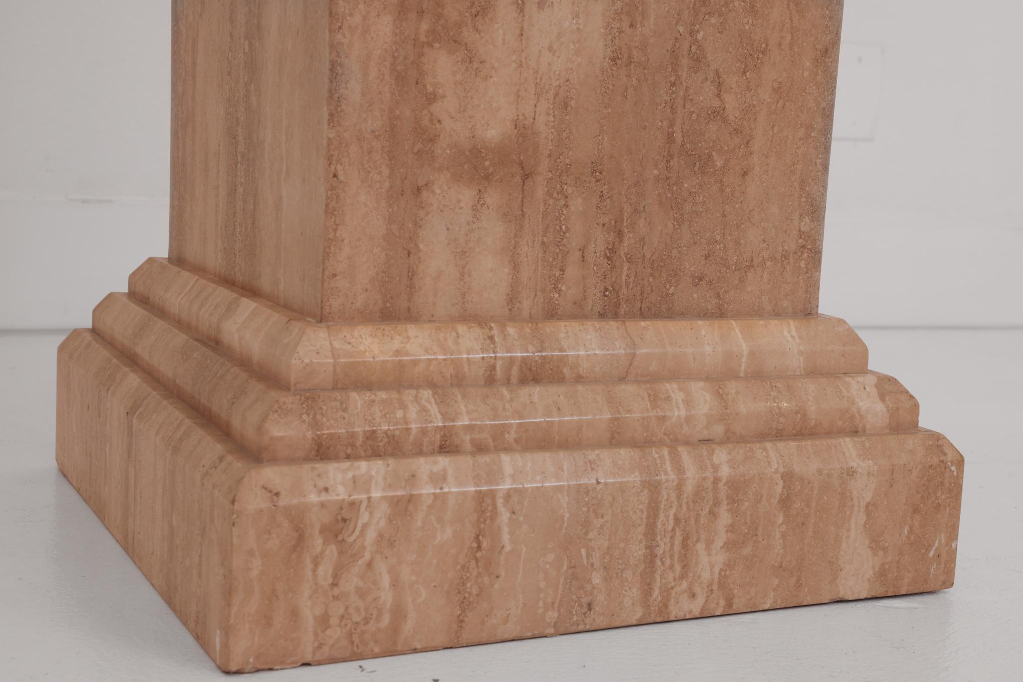 Pair of Travertine Pedestals In Good Condition For Sale In Palm Desert, CA