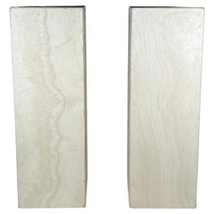 A Pair Of Vintage Travertine Pedestals
