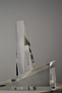 Coppia di fermalibri triangolari in lucite - Francia - Anni '70