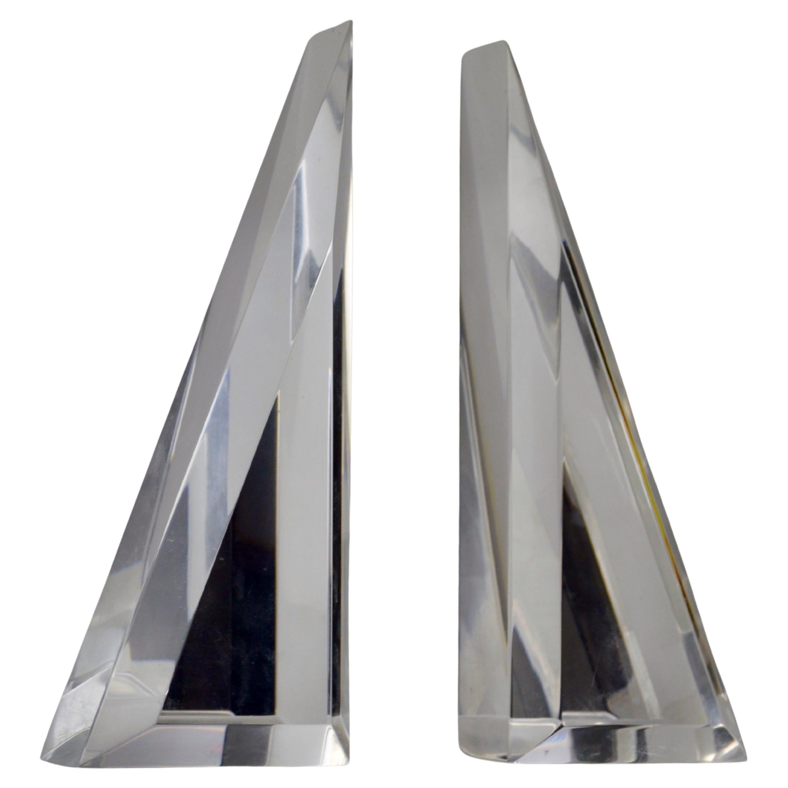 A Pair of triangular lucite Bookends – France – 1970s