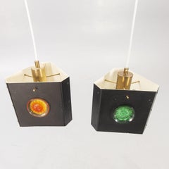 Pair of Triangular Pendants Light by Hans Bergstrom, Sweden, 1950