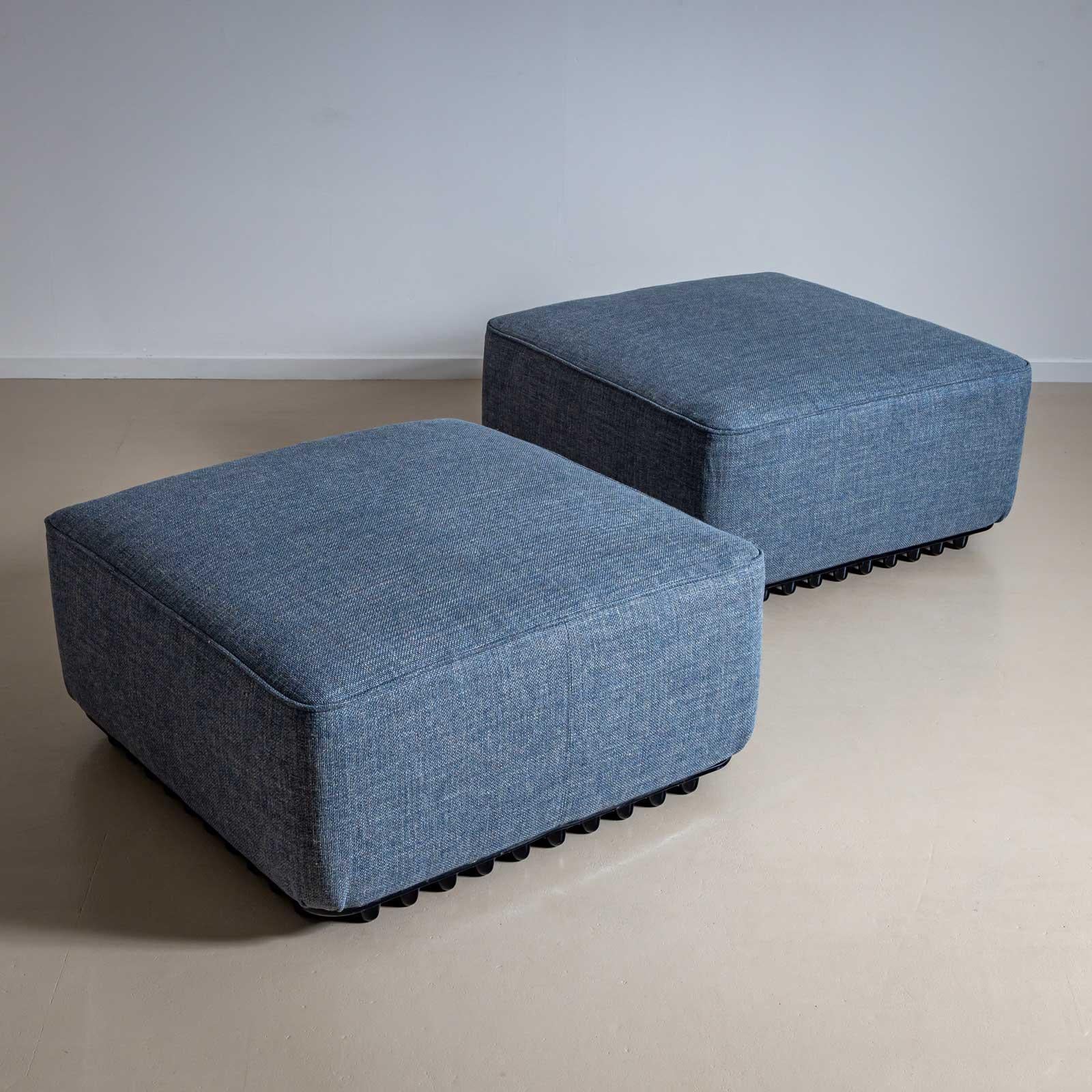 Fabric A pair of Trico ottomans from the Trico series by Ammannati & Vitelli for Brunat For Sale
