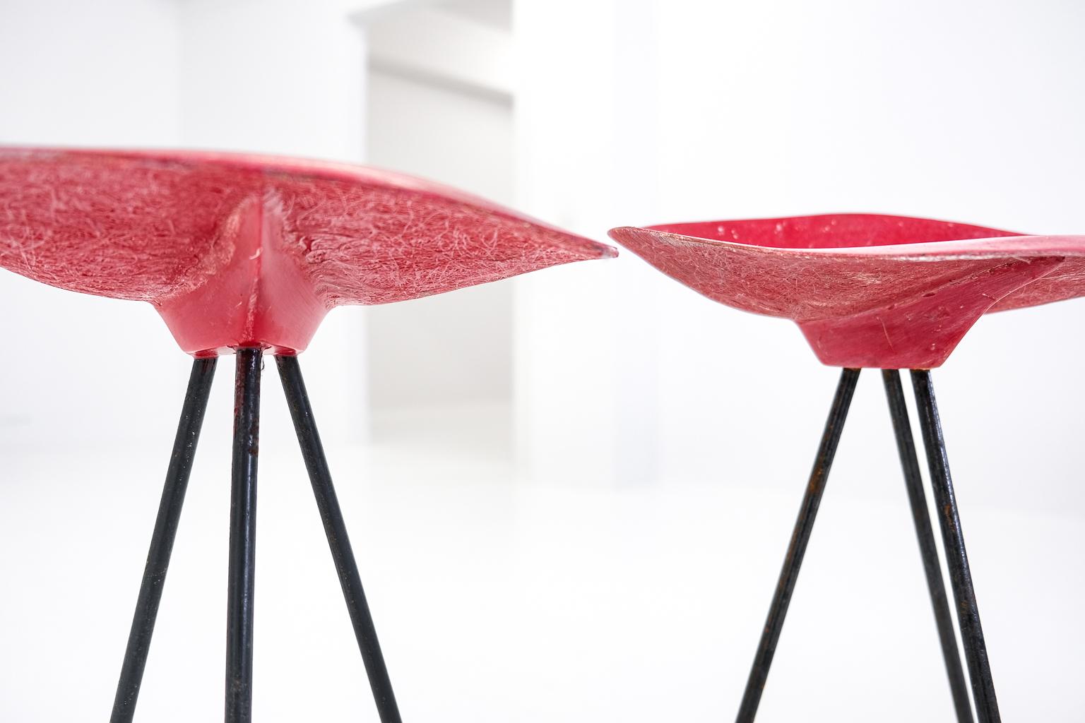A Pair of tripod stool by Jean Raymond Picard/Jean-René Picard for S.E.T.A. For Sale 7