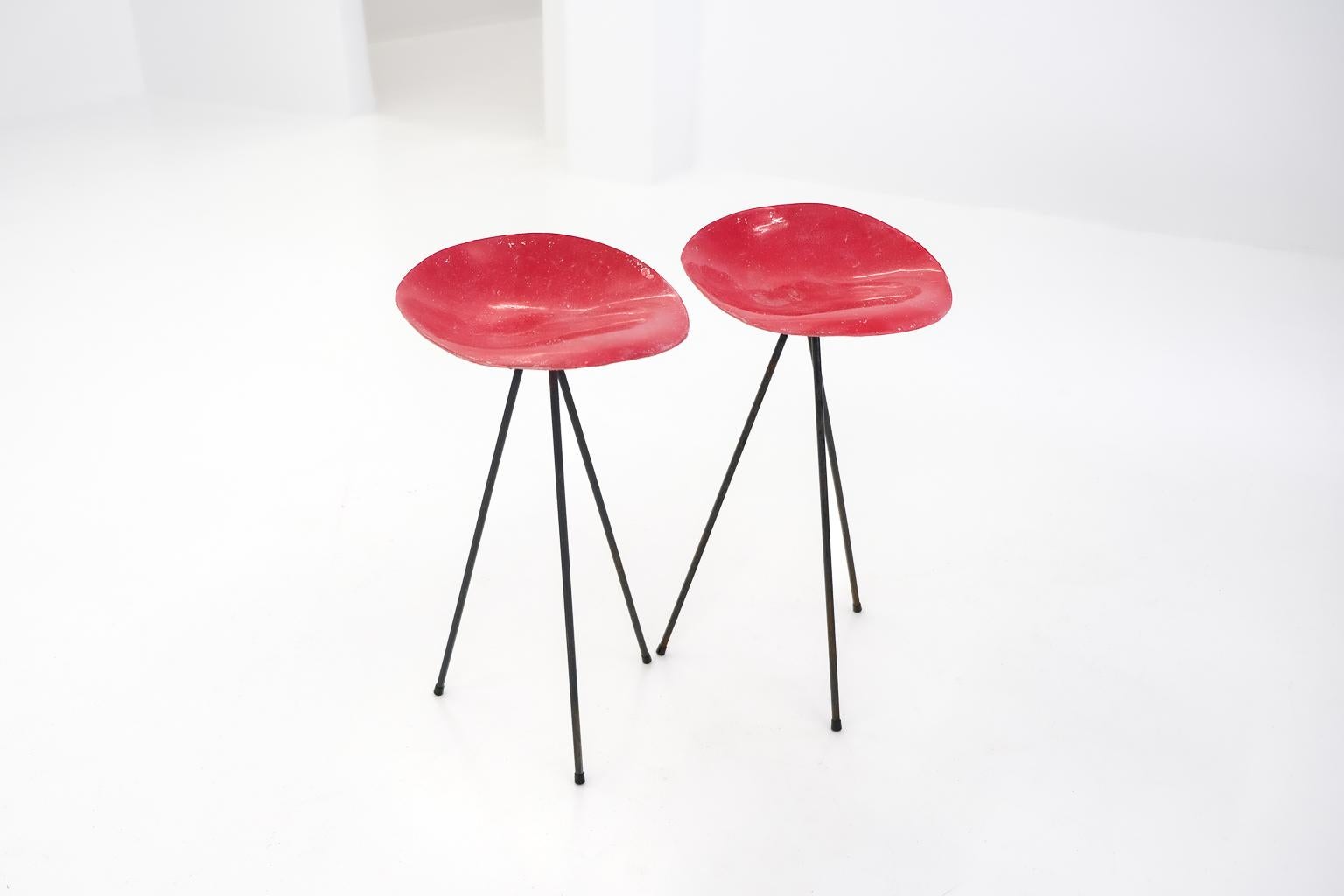 A Pair of tripod stool by Jean Raymond Picard/Jean-René Picard for S.E.T.A. For Sale 8