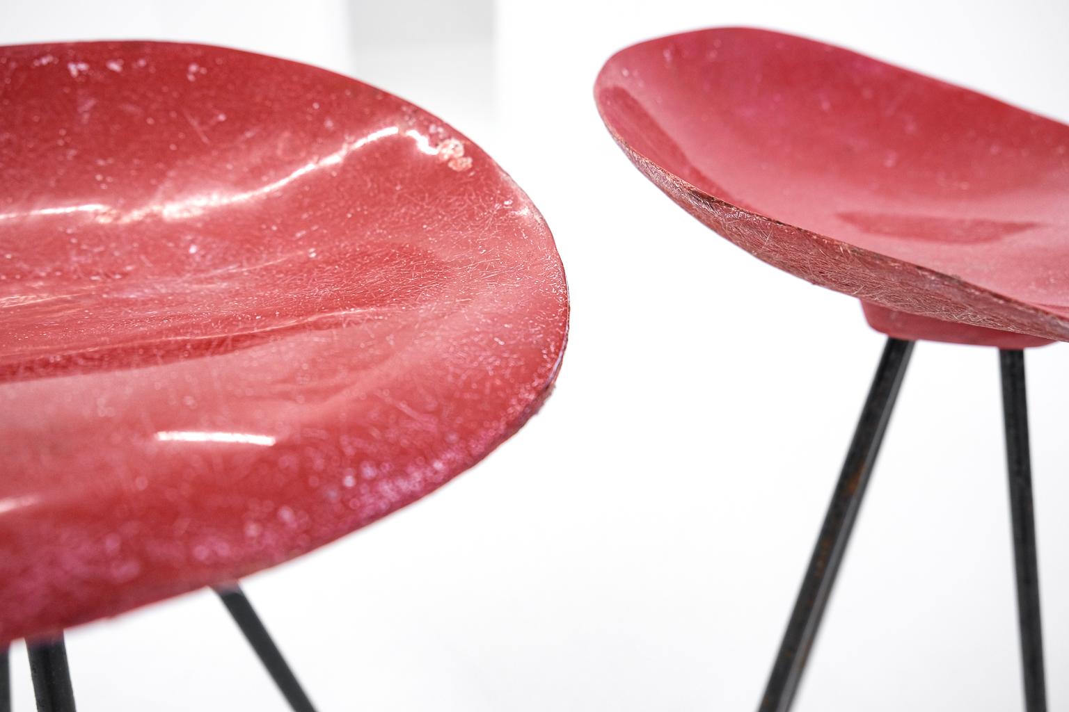 A Pair of tripod stool by Jean Raymond Picard/Jean-René Picard for S.E.T.A. For Sale 2