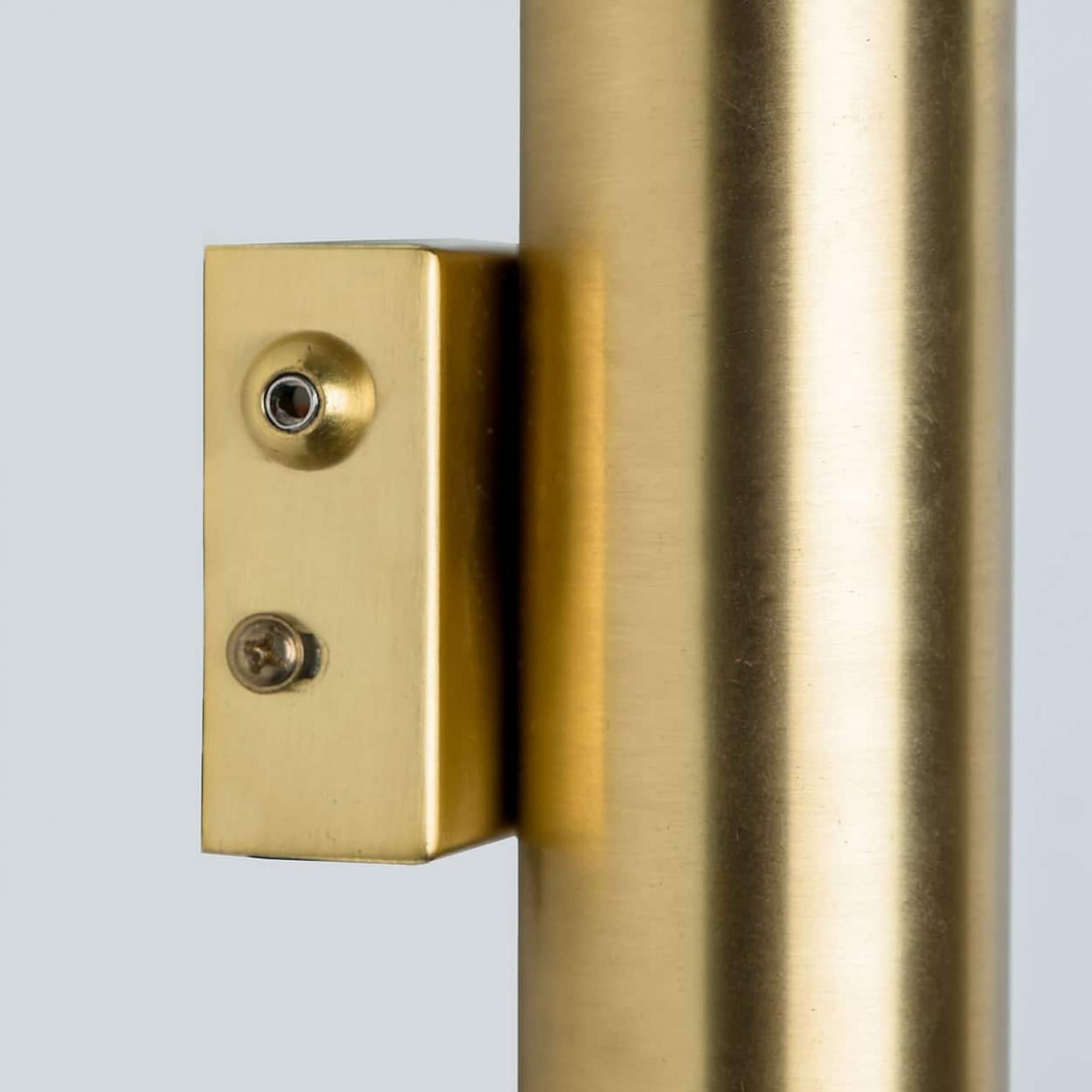 A Pair of Tube Milkglass Brass Wall Sconces, Germany, 1970s 5